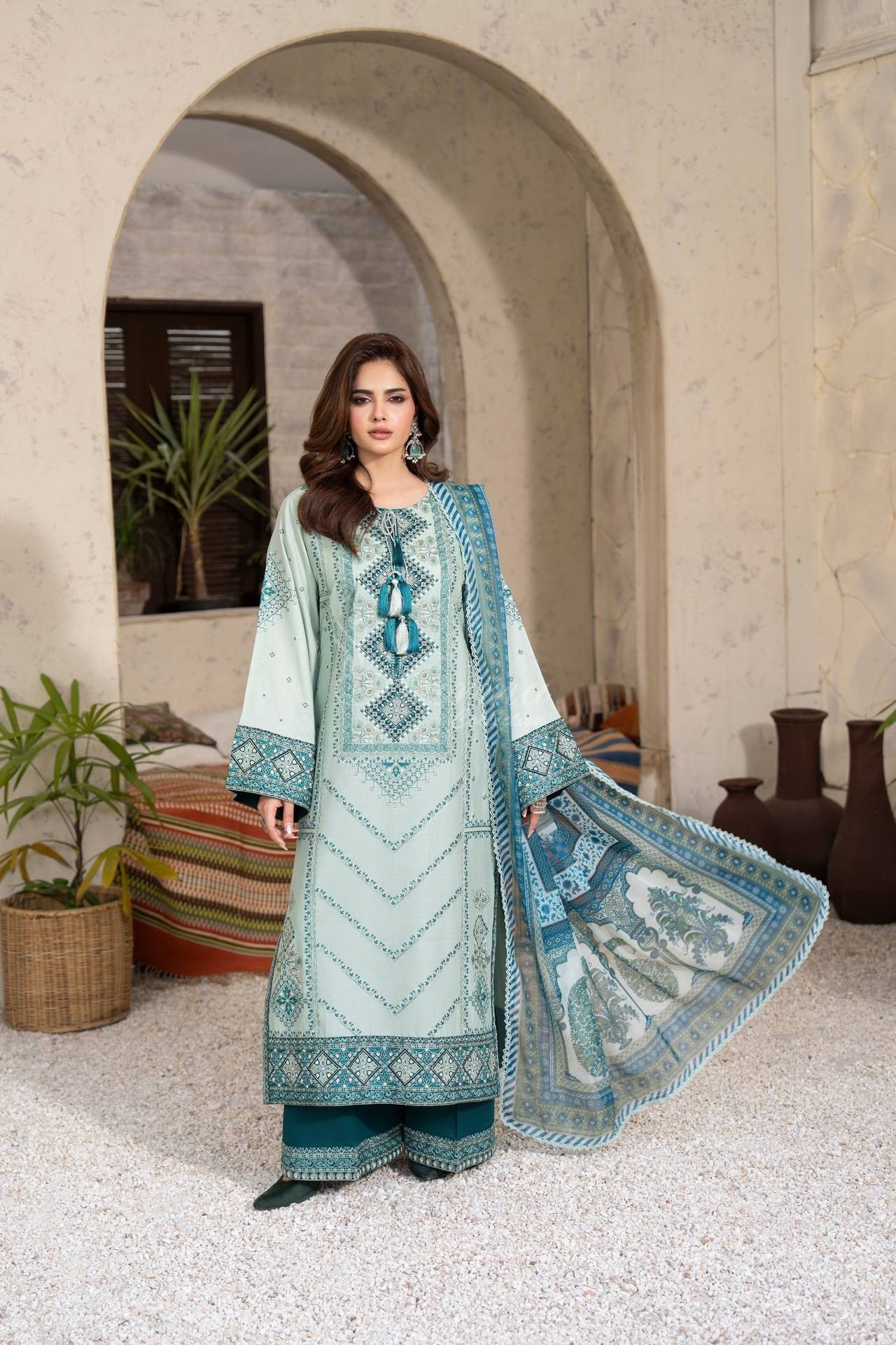 Karma Embroidered Cotton 3 Piece Suit KAR181
