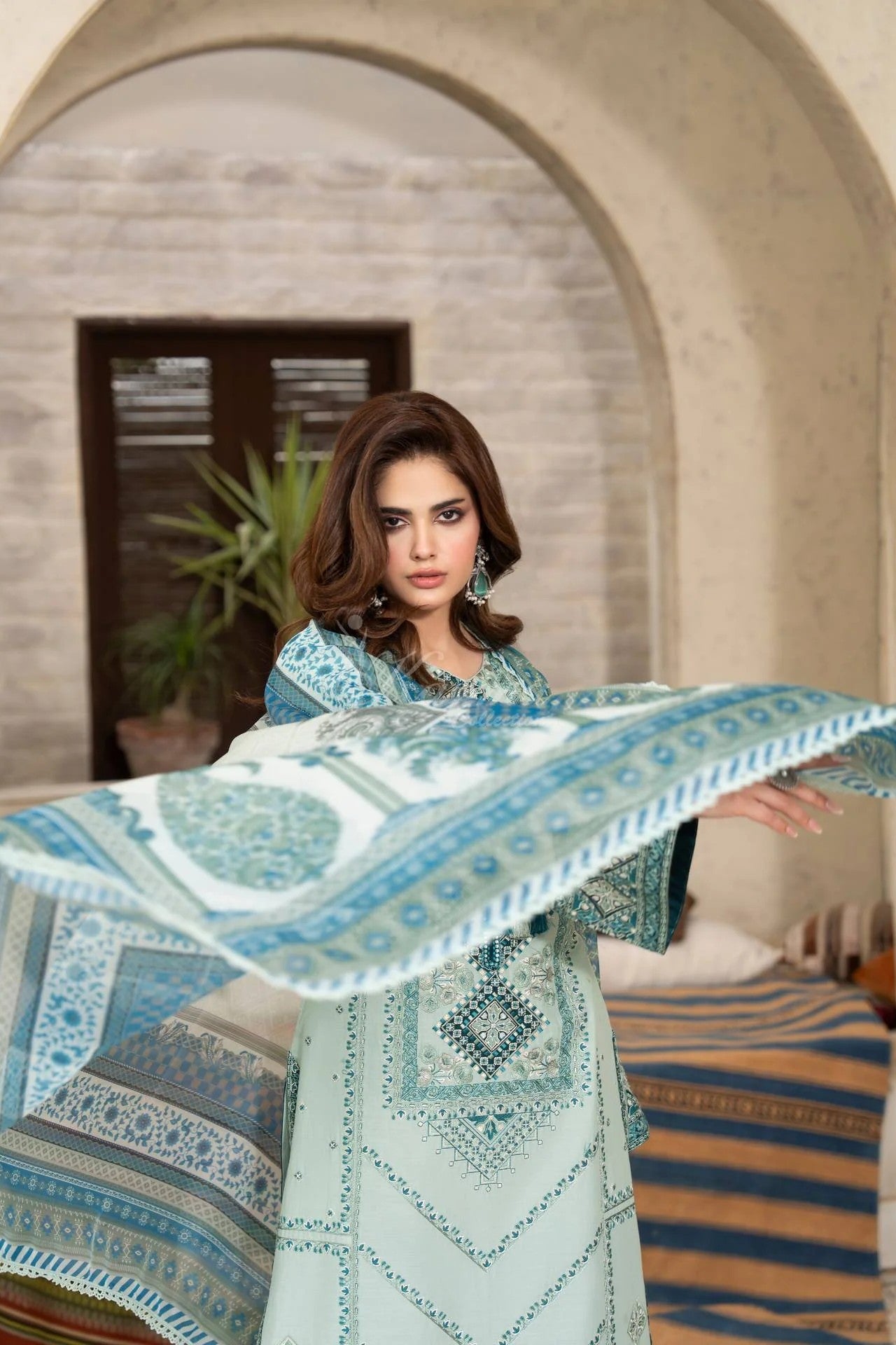 Karma Embroidered Cotton 3 Piece Suit KAR181