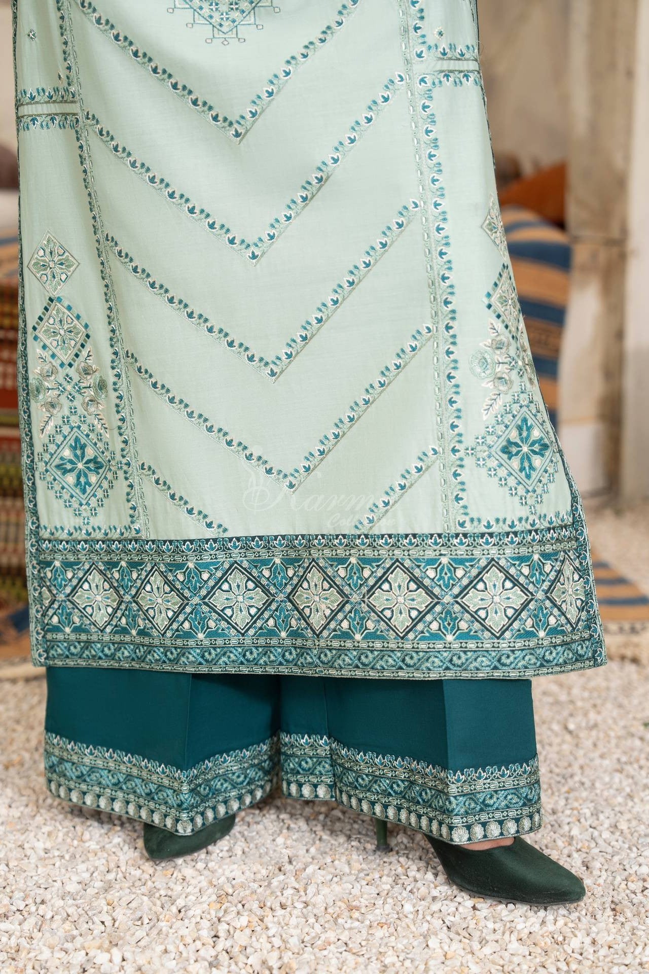 Karma Embroidered Cotton 3 Piece Suit KAR181