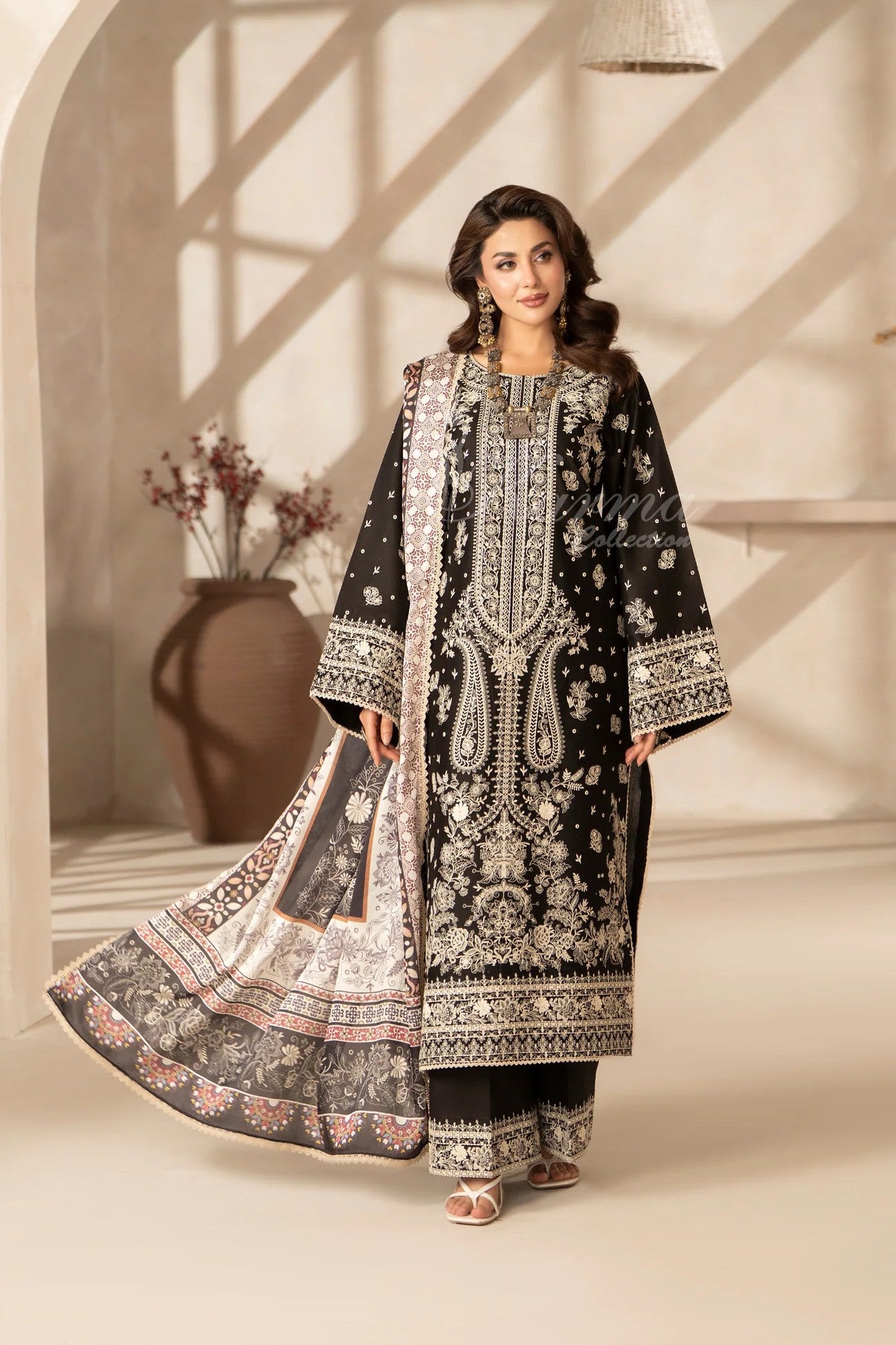 Karma Embroidered Cotton 3 Piece Suit KAR169