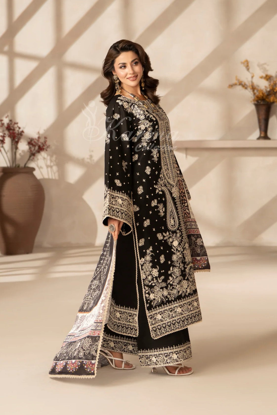 Karma Embroidered Cotton 3 Piece Suit KAR169