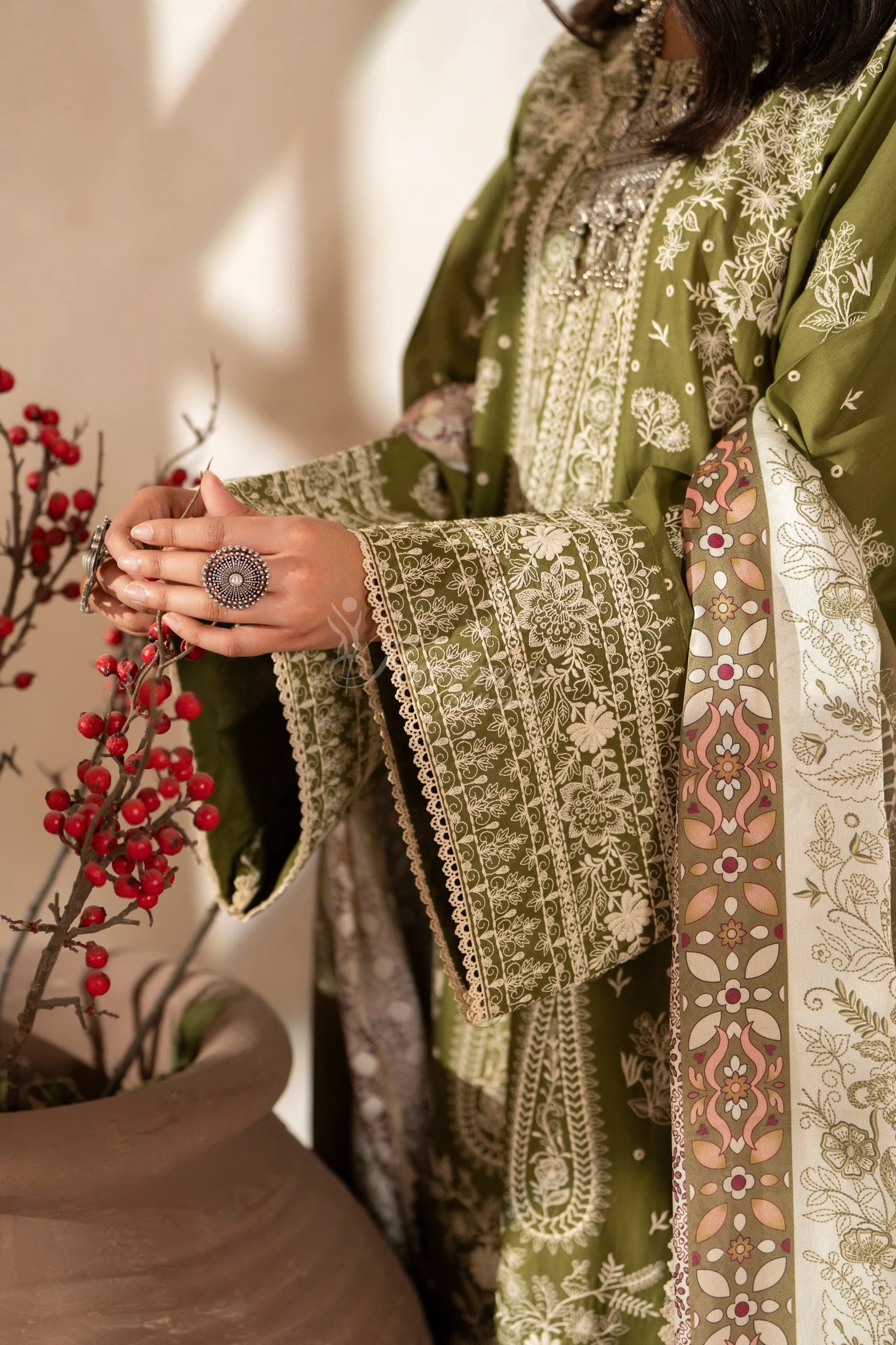 Karma Embroidered Cotton 3 Piece Suit KAR170