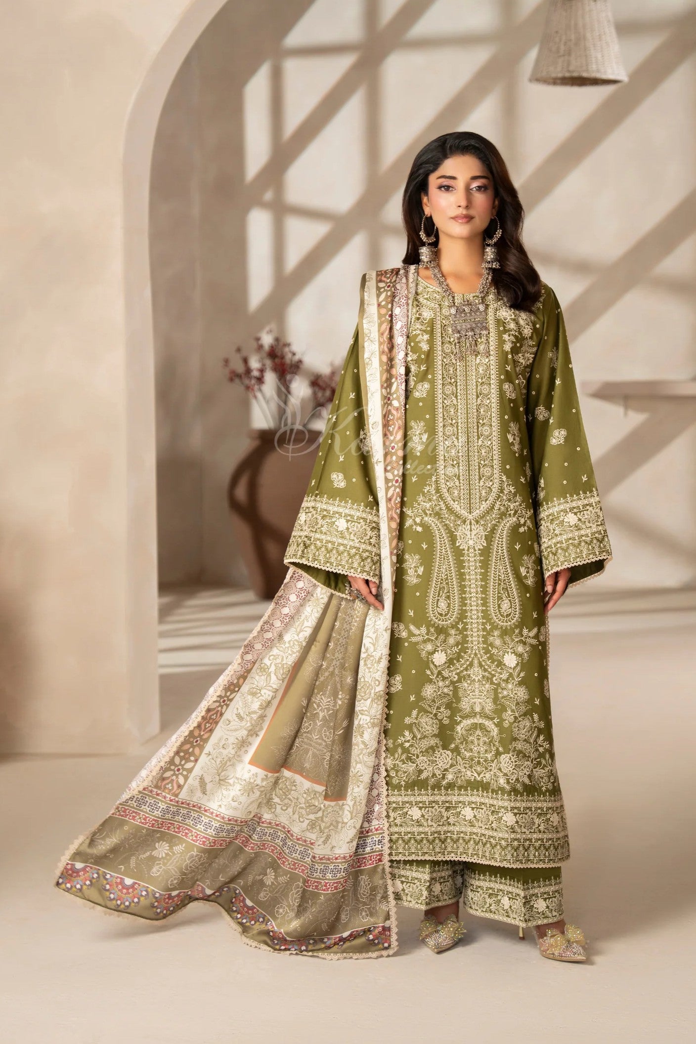 Karma Embroidered Cotton 3 Piece Suit KAR170