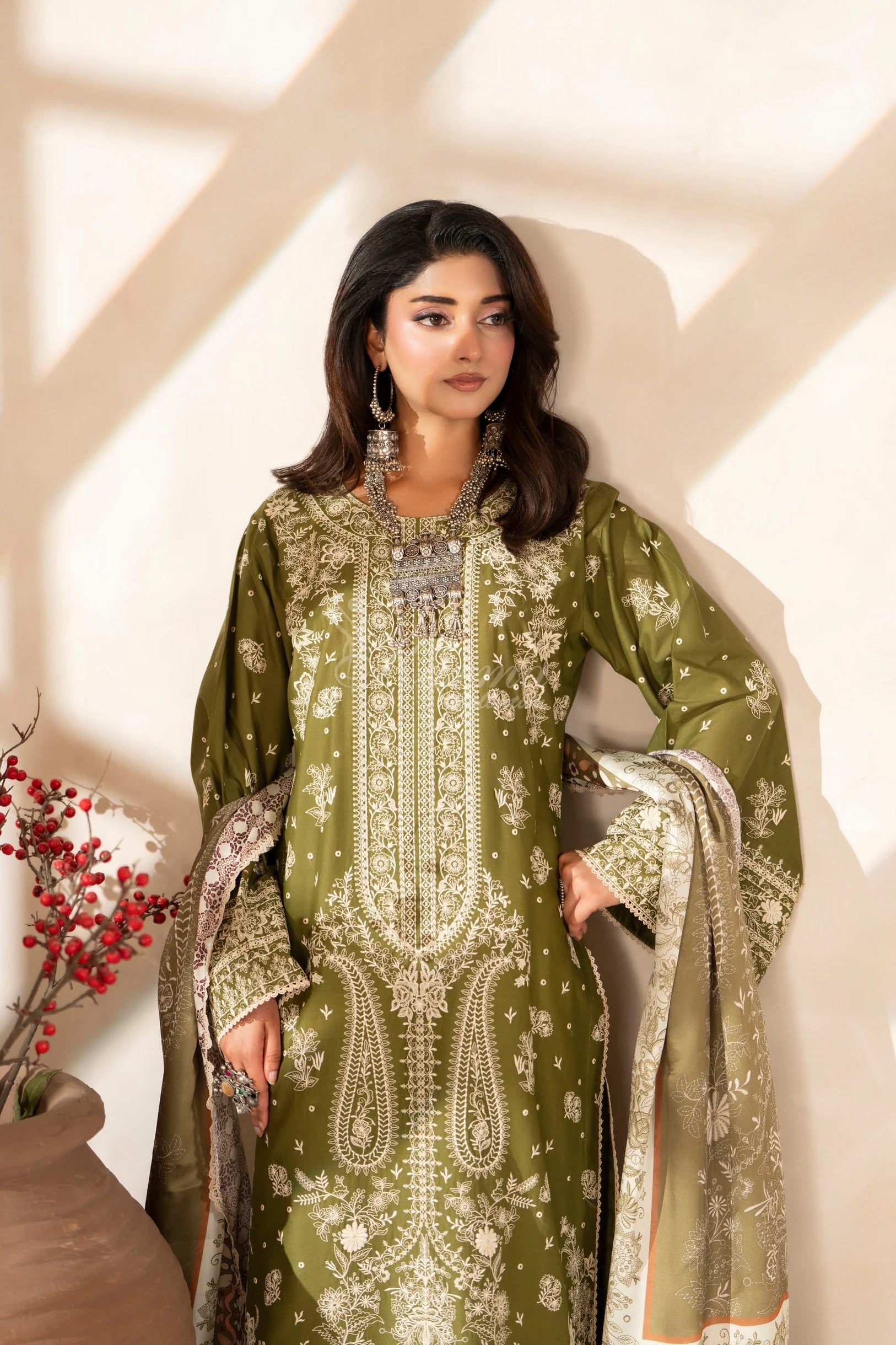 Karma Embroidered Cotton 3 Piece Suit KAR170