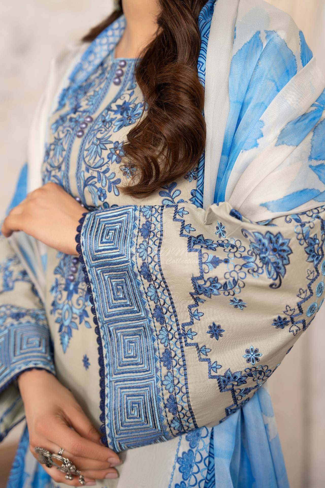 Karma Embroidered Cotton 3 Piece Suit KAR175