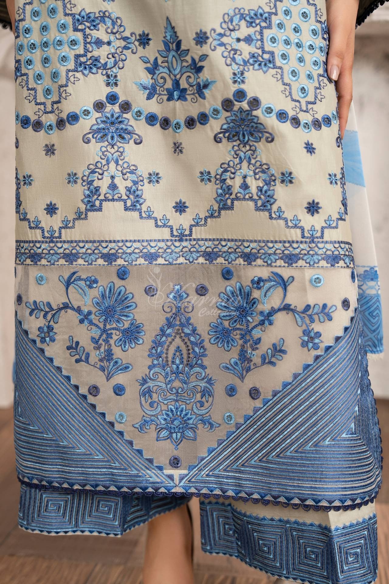 Karma Embroidered Cotton 3 Piece Suit KAR175