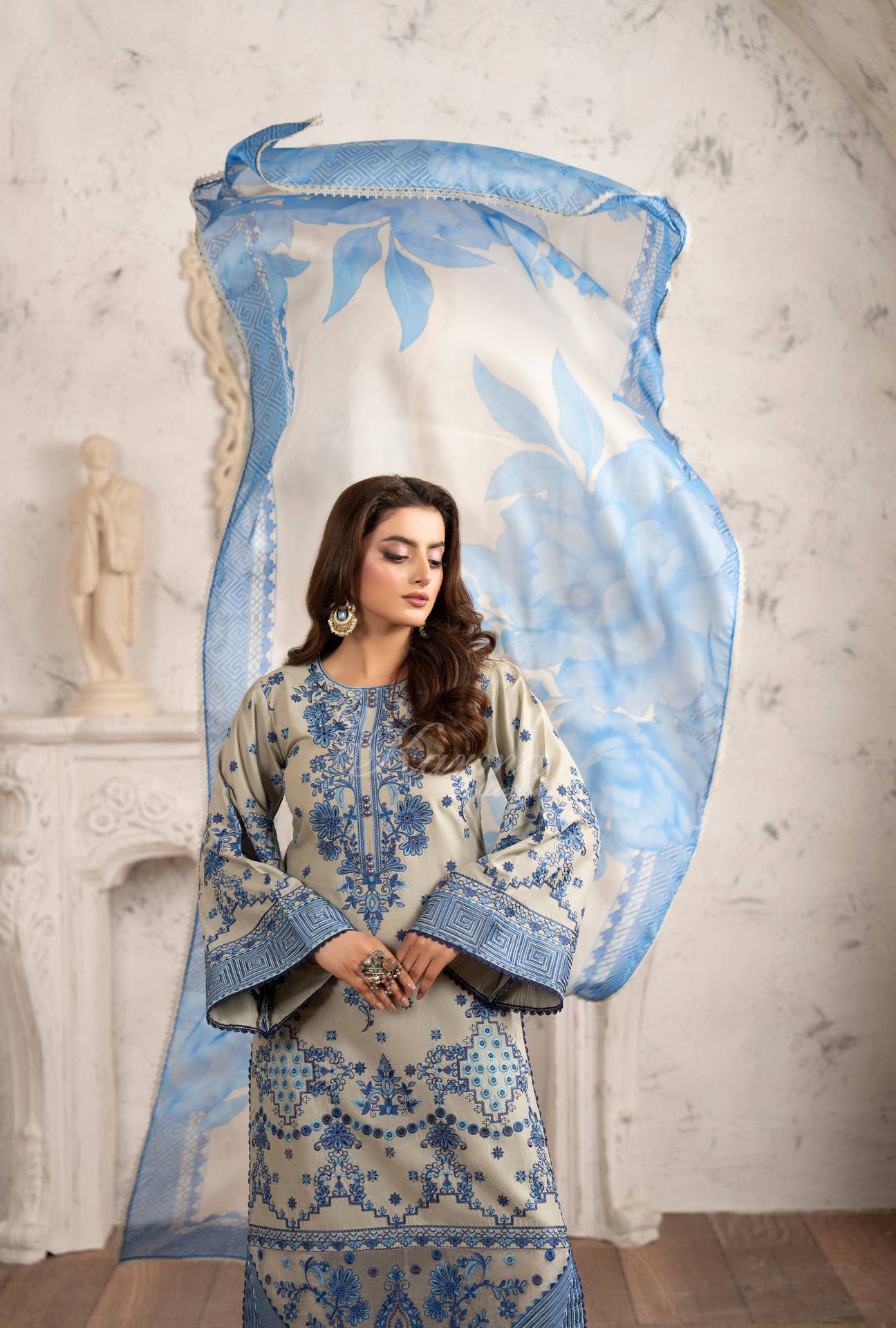 Karma Embroidered Cotton 3 Piece Suit KAR175