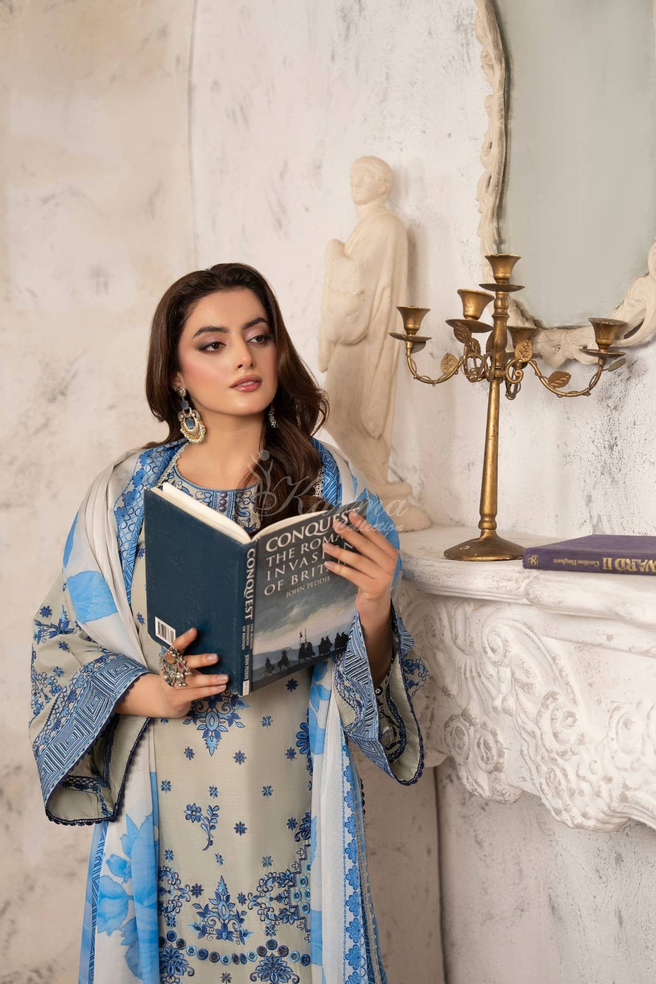 Karma Embroidered Cotton 3 Piece Suit KAR175