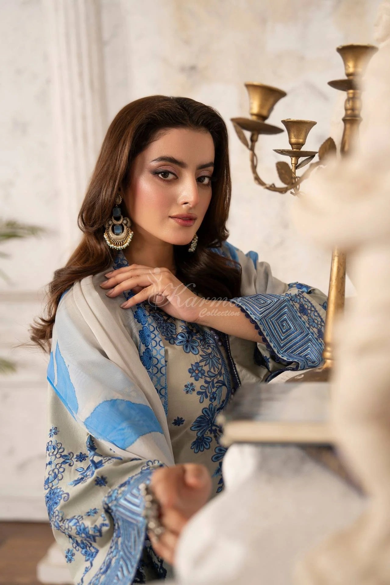 Karma Embroidered Cotton 3 Piece Suit KAR175