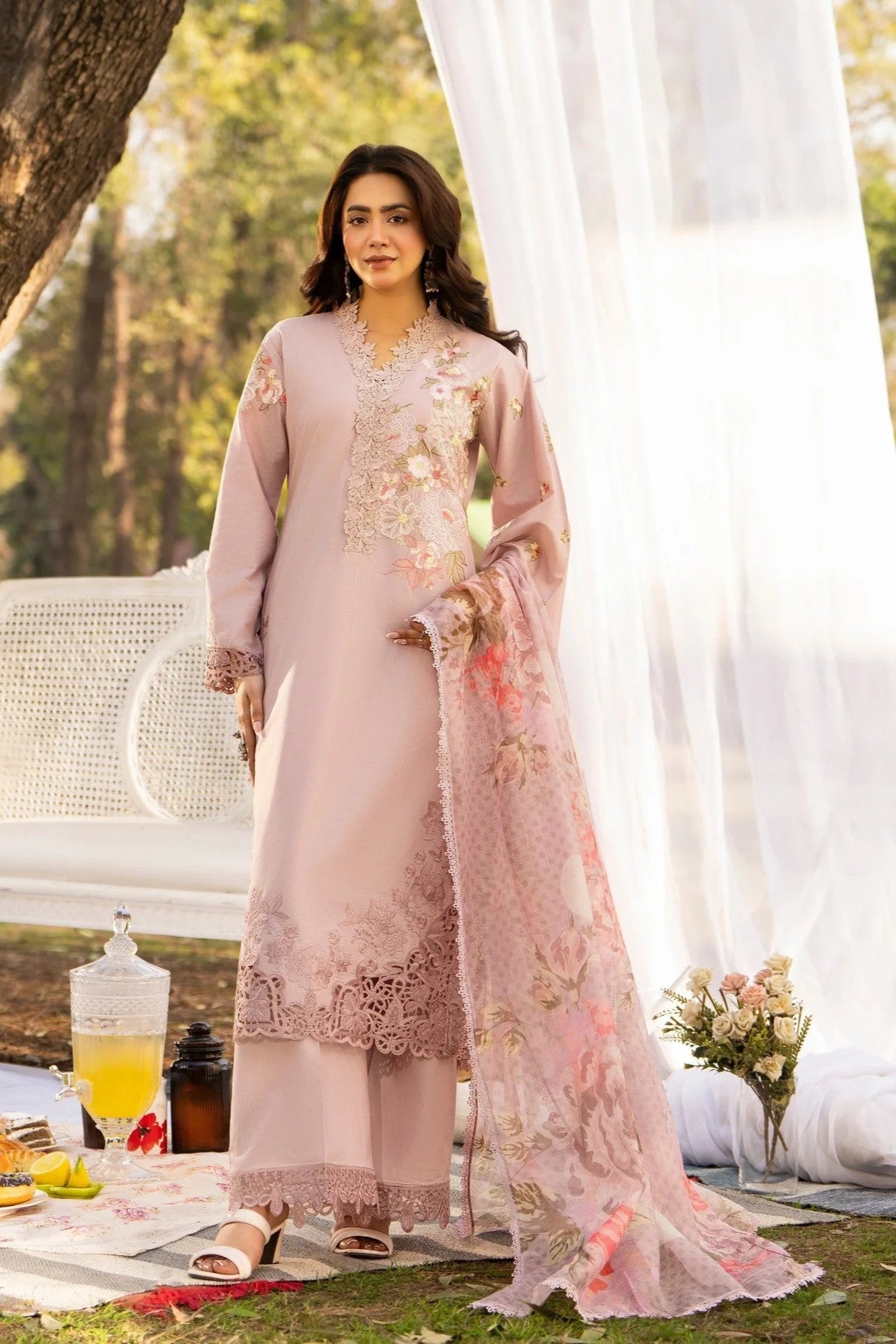 Karma Embroidered Cotton 3 Piece Suit KAR157