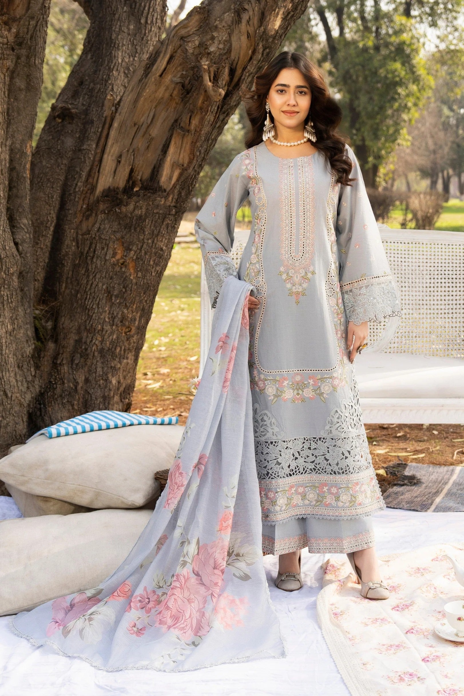 Karma Embroidered Cotton 3 Piece Suit KAR159