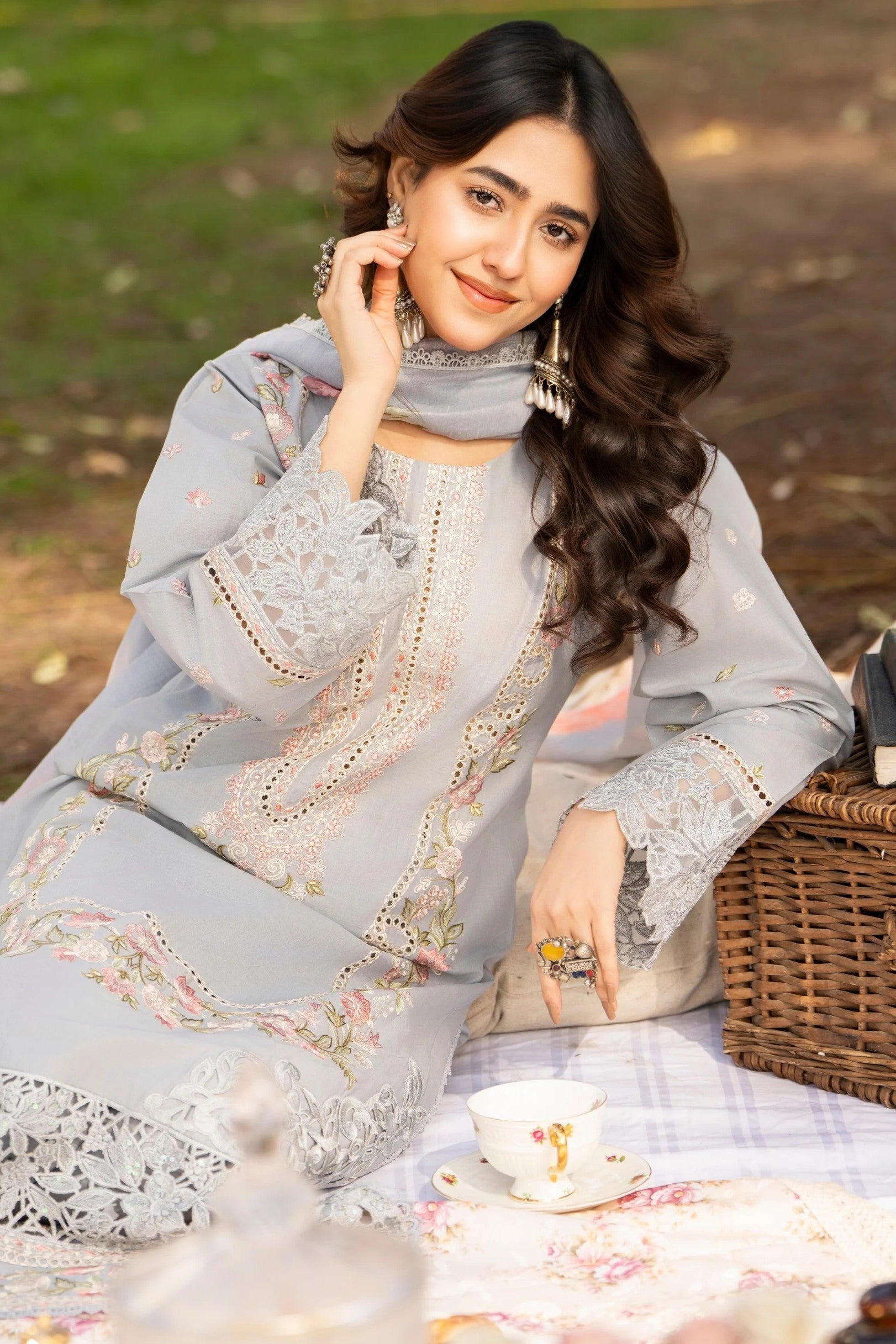 Karma Embroidered Cotton 3 Piece Suit KAR159