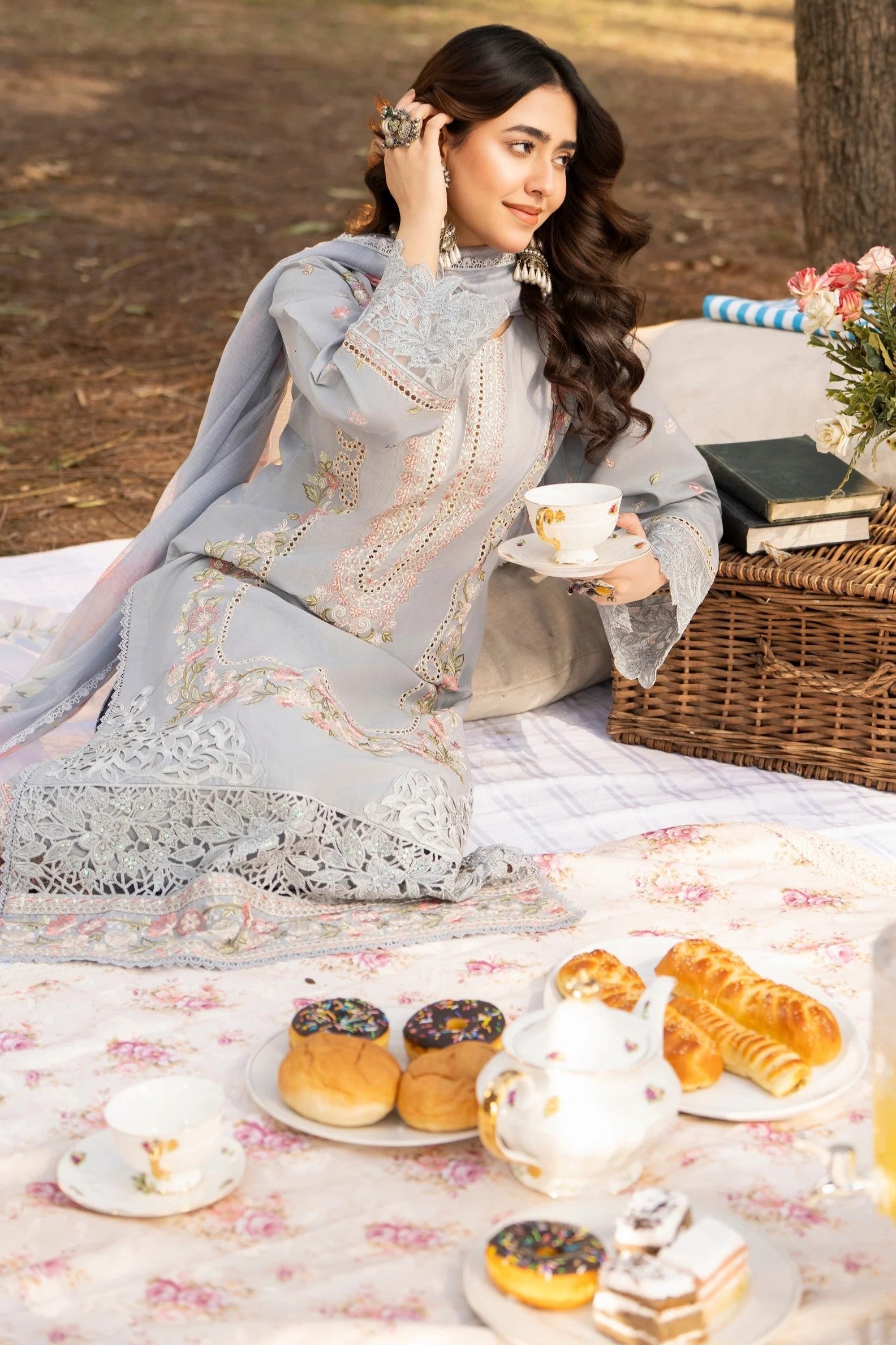 Karma Embroidered Cotton 3 Piece Suit KAR159