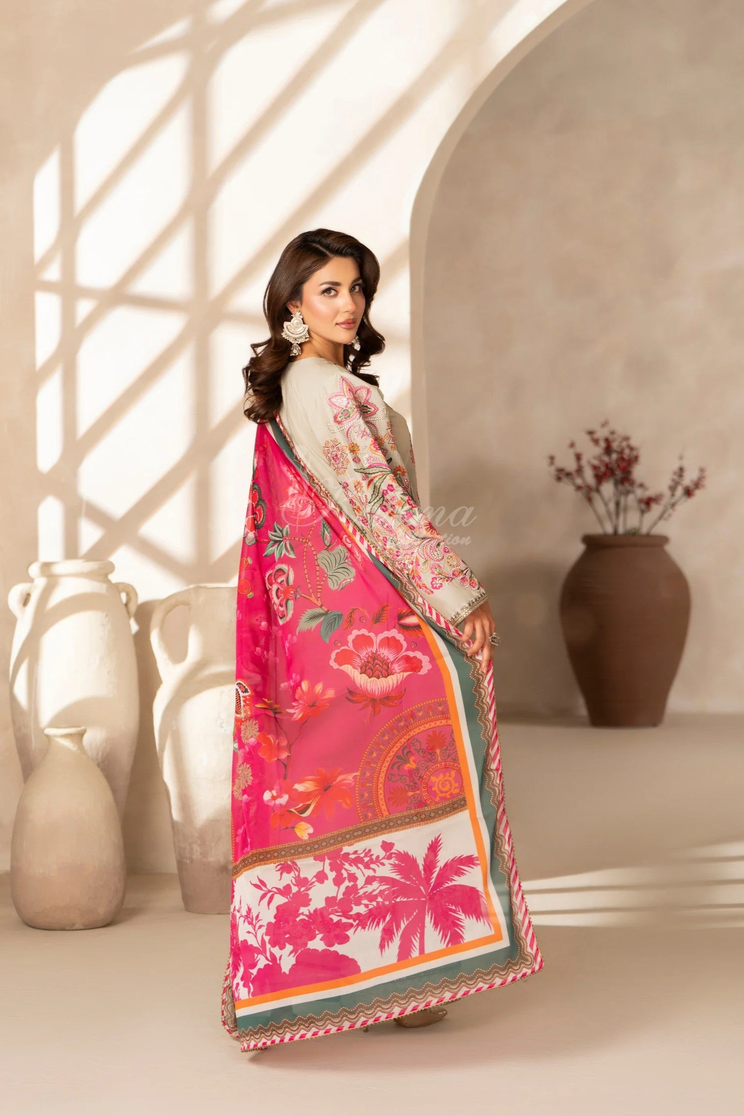 Karma Embroidered Cotton 3 Piece Suit KAR166
