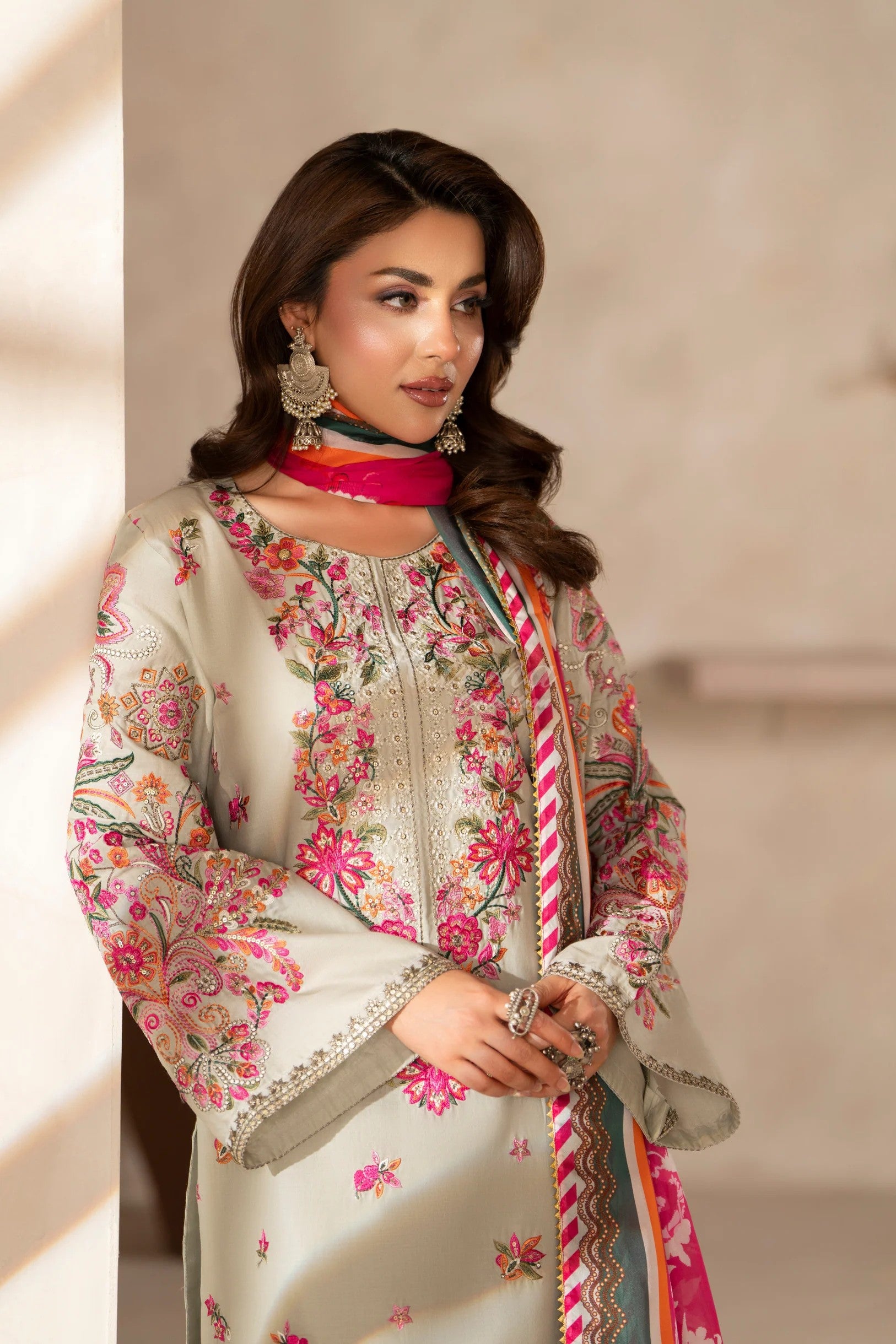 Karma Embroidered Cotton 3 Piece Suit KAR166
