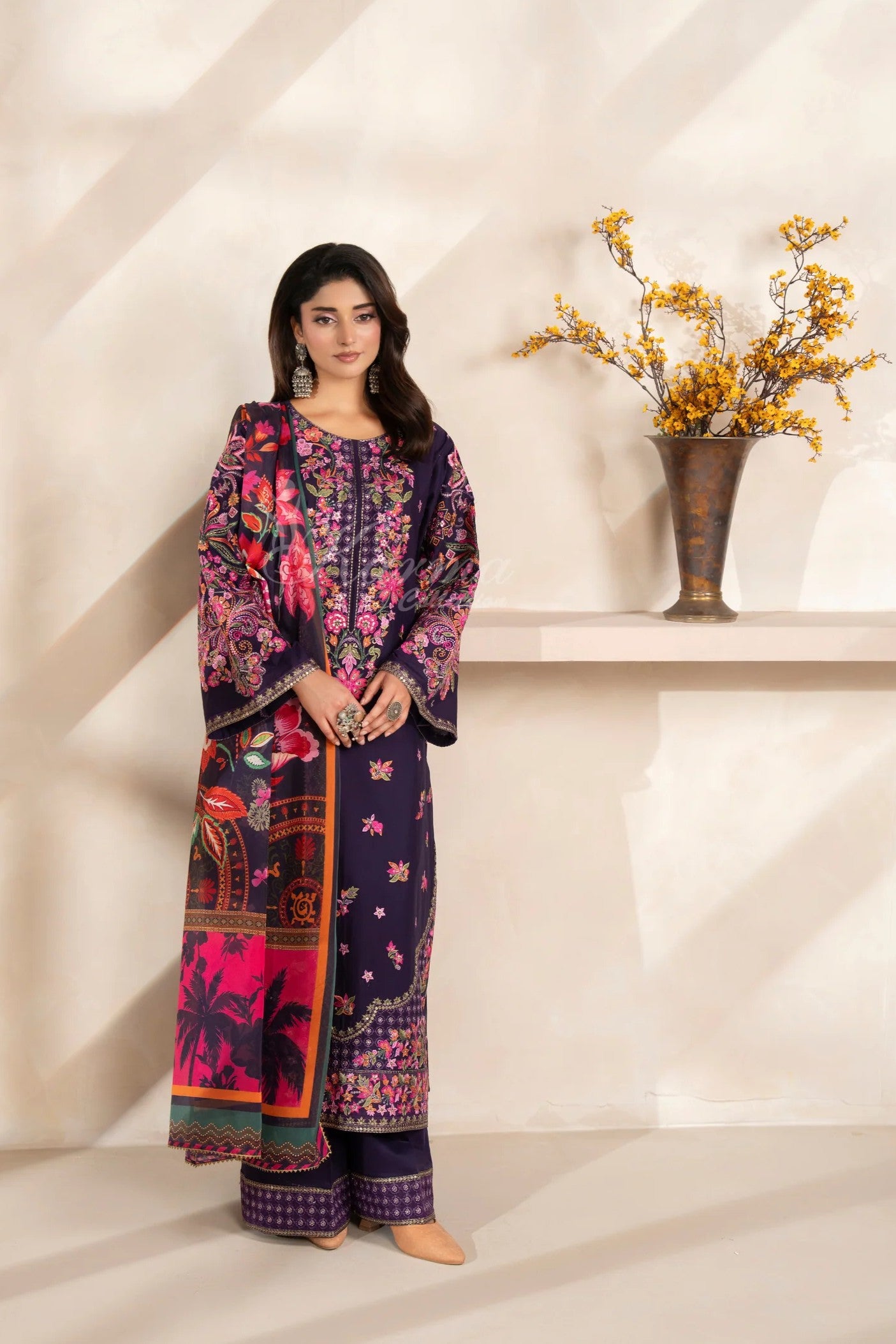 Karma Embroidered Cotton 3 Piece Suit KAR167