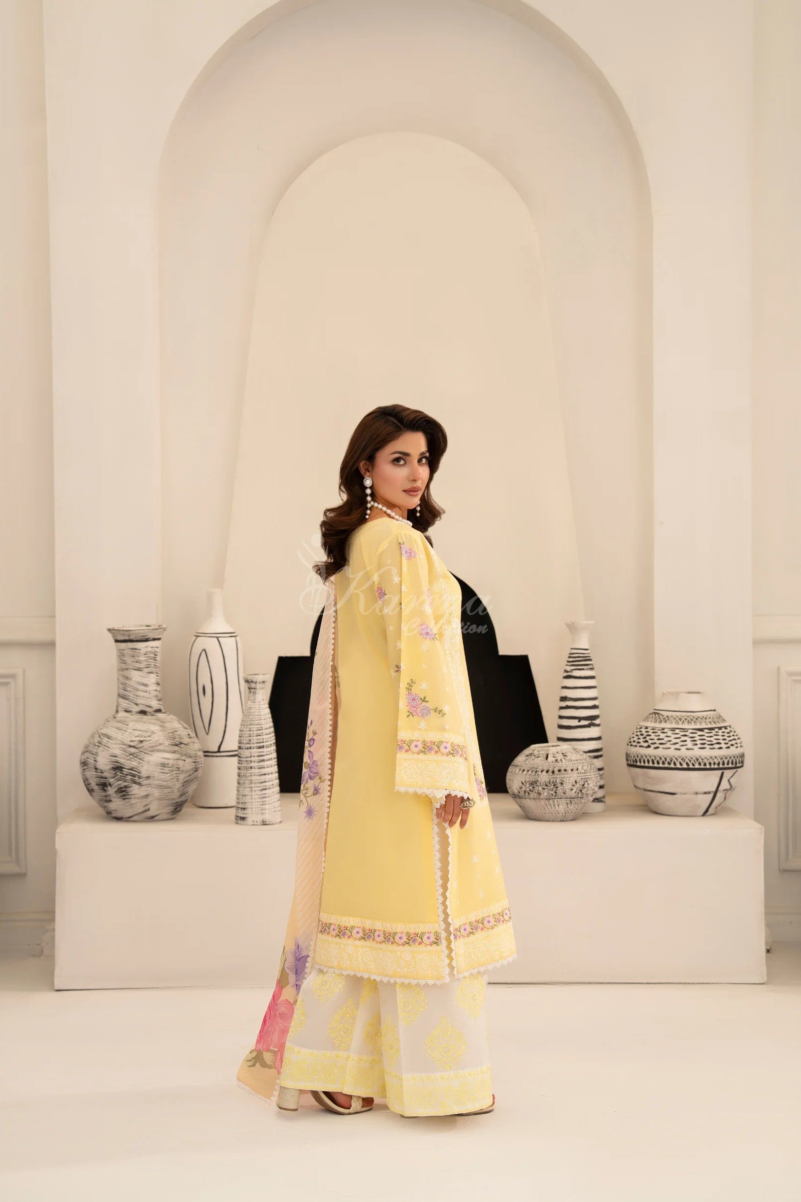 Karma Embroidered Cotton 3 Piece Suit KAR171