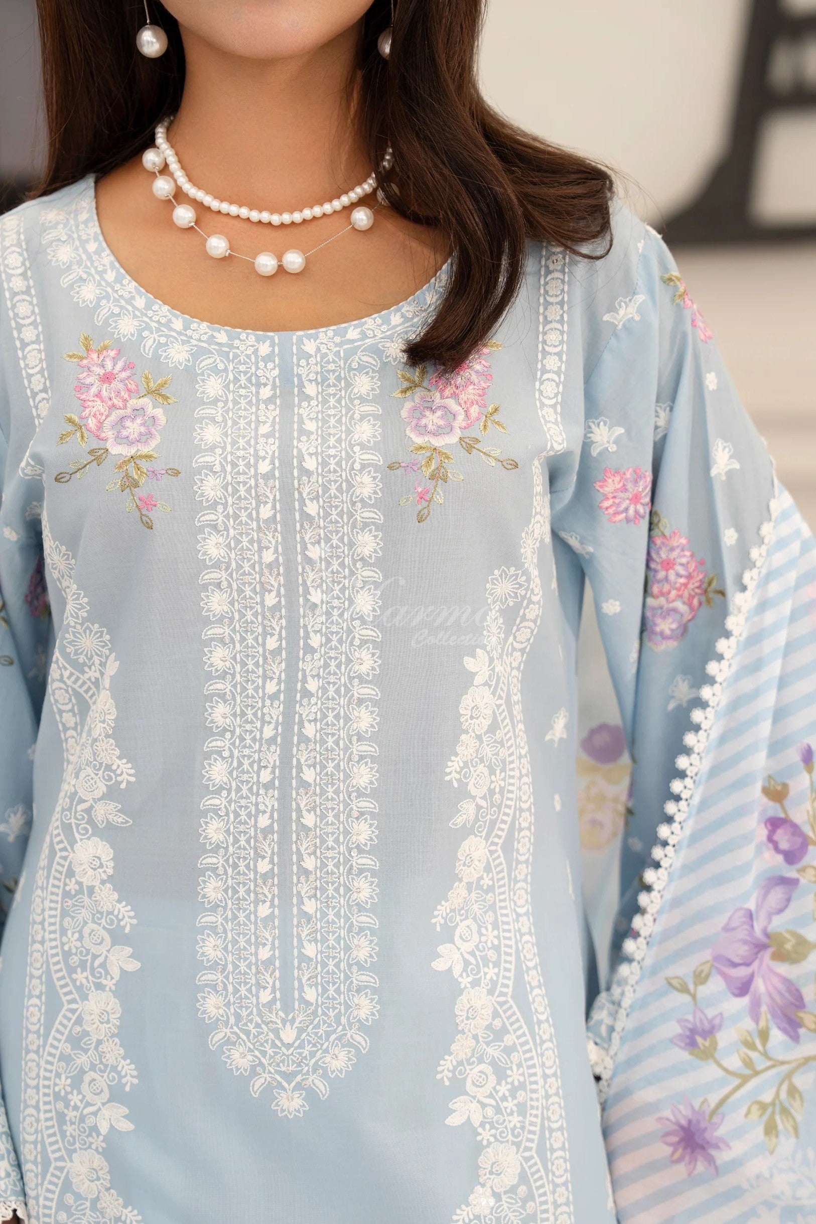 Karma Embroidered Cotton 3 Piece Suit KAR172