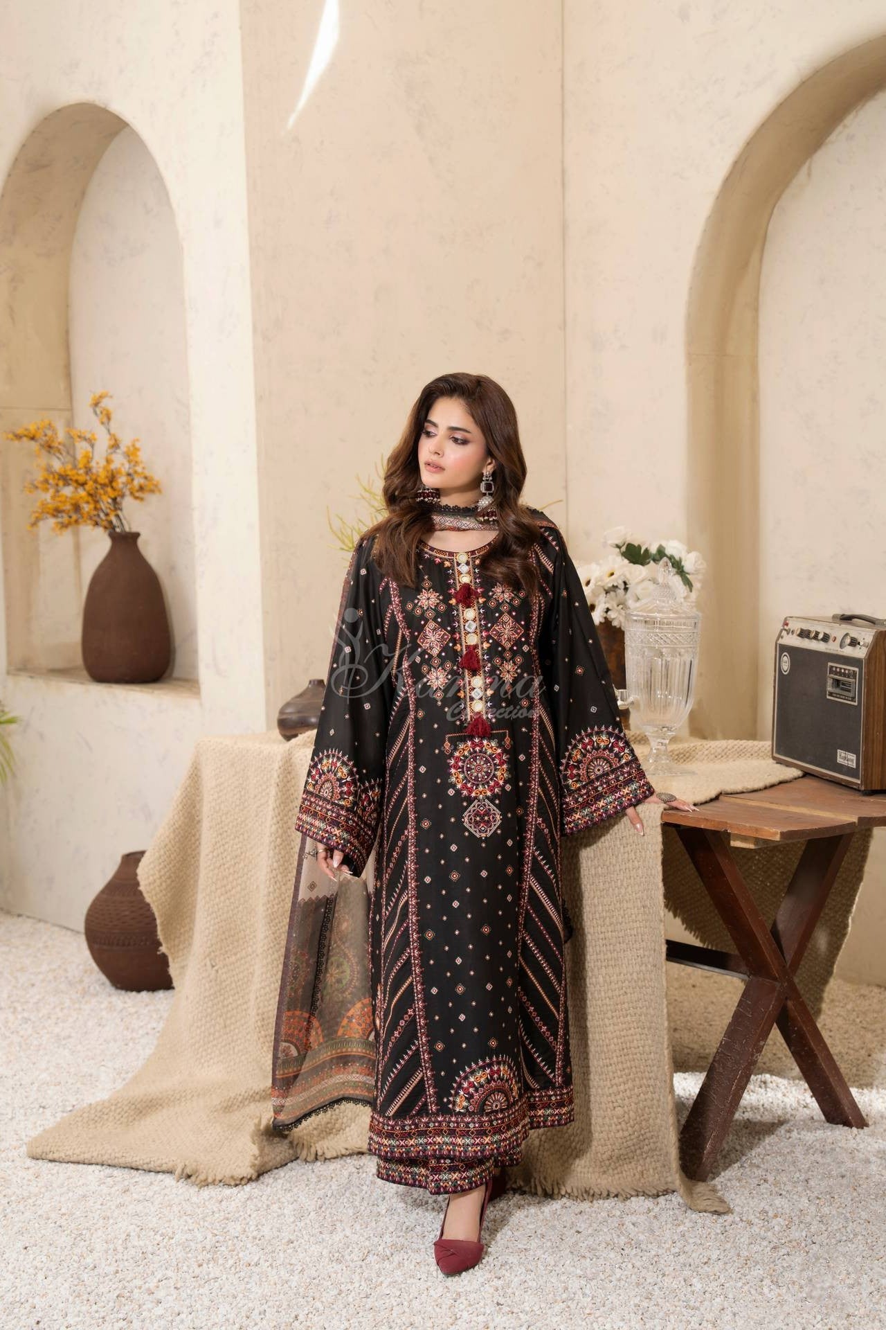 Karma Embroidered Cotton 3 Piece Suit KAR176