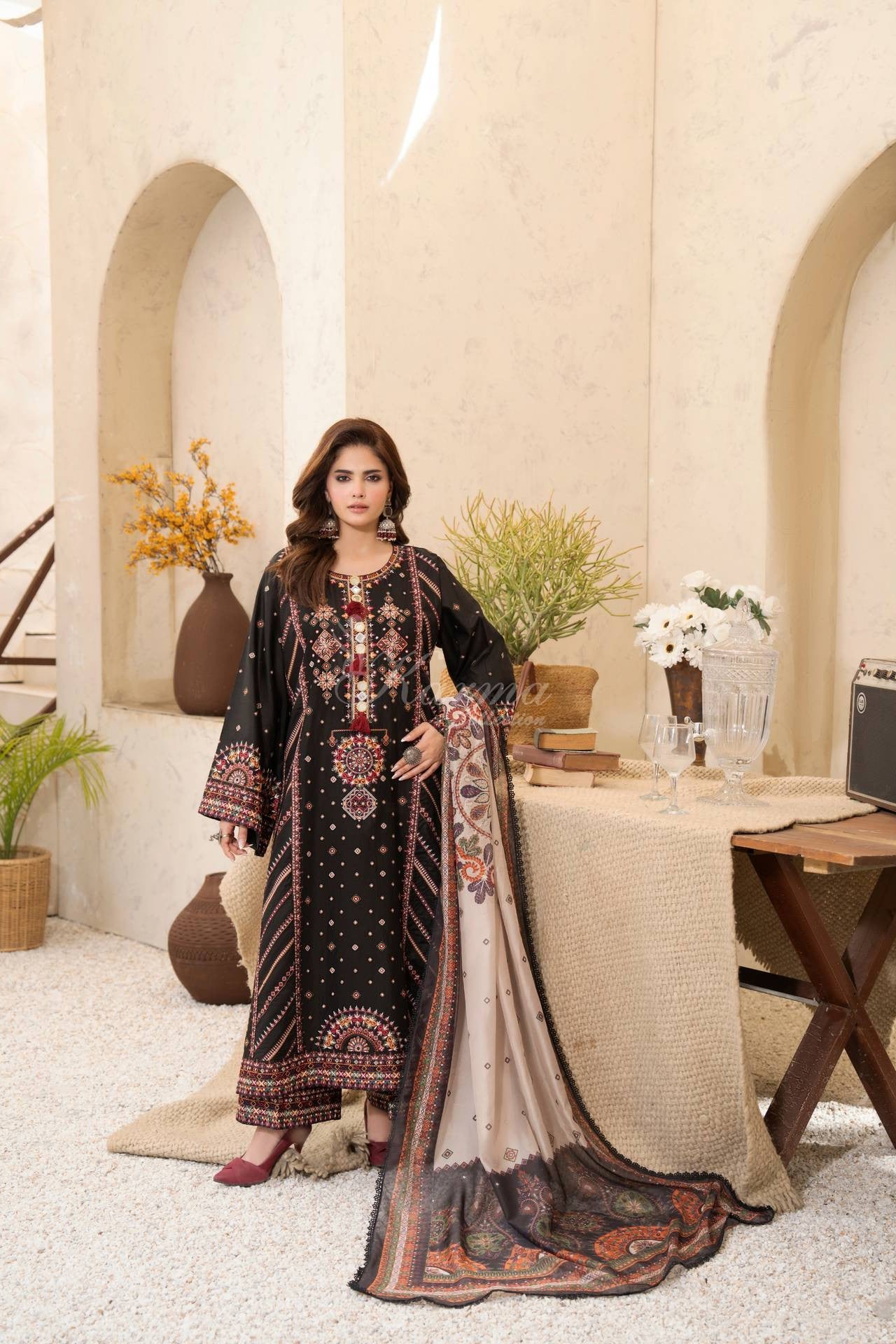 Karma Embroidered Cotton 3 Piece Suit KAR176