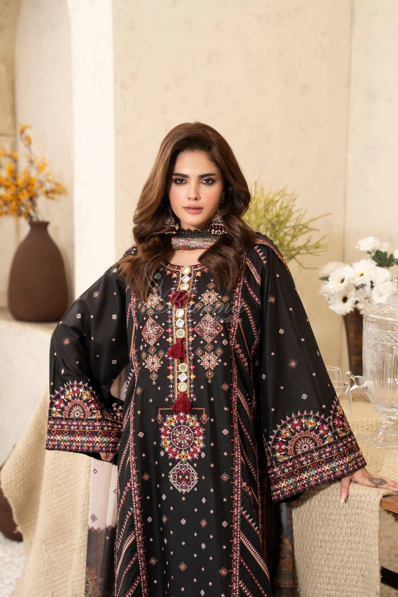 Karma Embroidered Cotton 3 Piece Suit KAR176