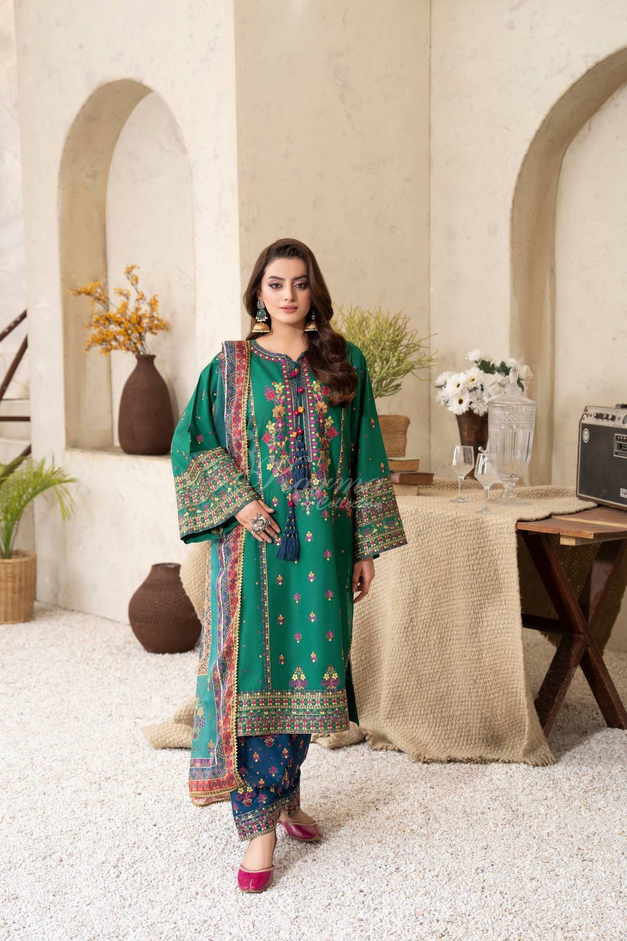 Karma Embroidered Cotton 3 Piece Shalwar Kameez Suit KAR178