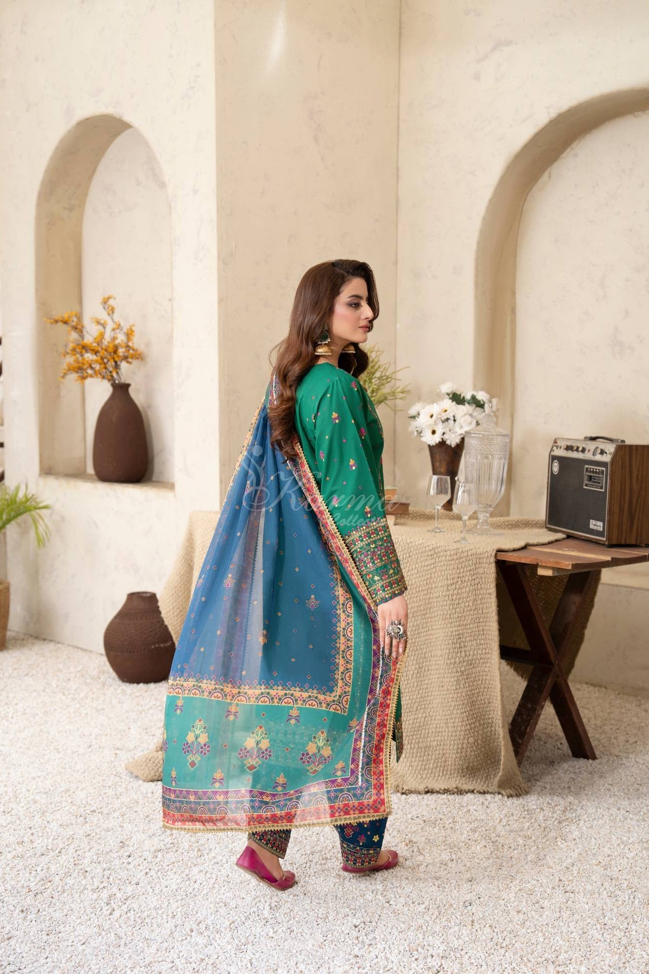 Karma Embroidered Cotton 3 Piece Shalwar Kameez Suit KAR178