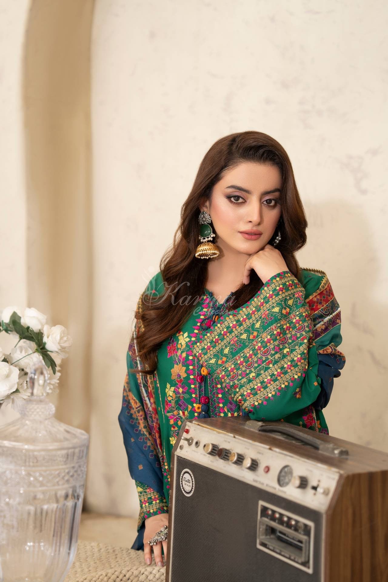 Karma Embroidered Cotton 3 Piece Shalwar Kameez Suit KAR178