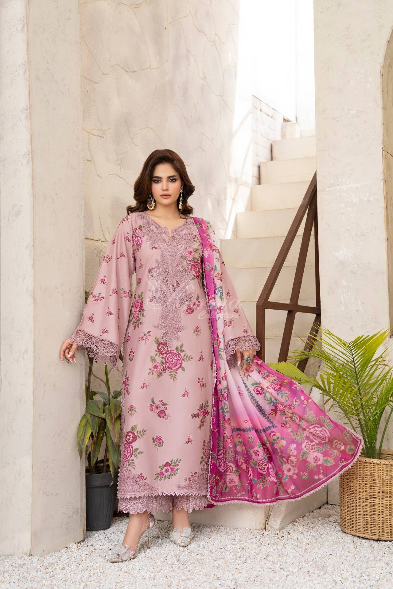 Karma Embroidered Cotton 3 Piece Suit KAR179
