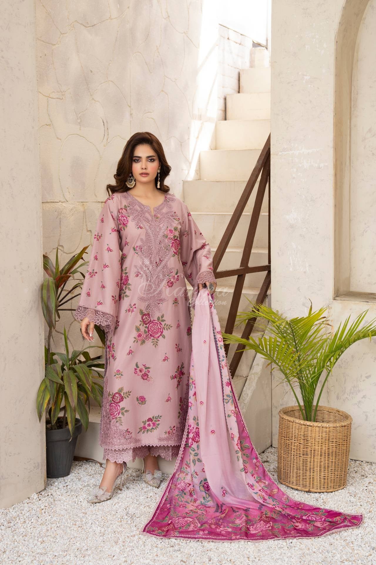 Karma Embroidered Cotton 3 Piece Suit KAR179
