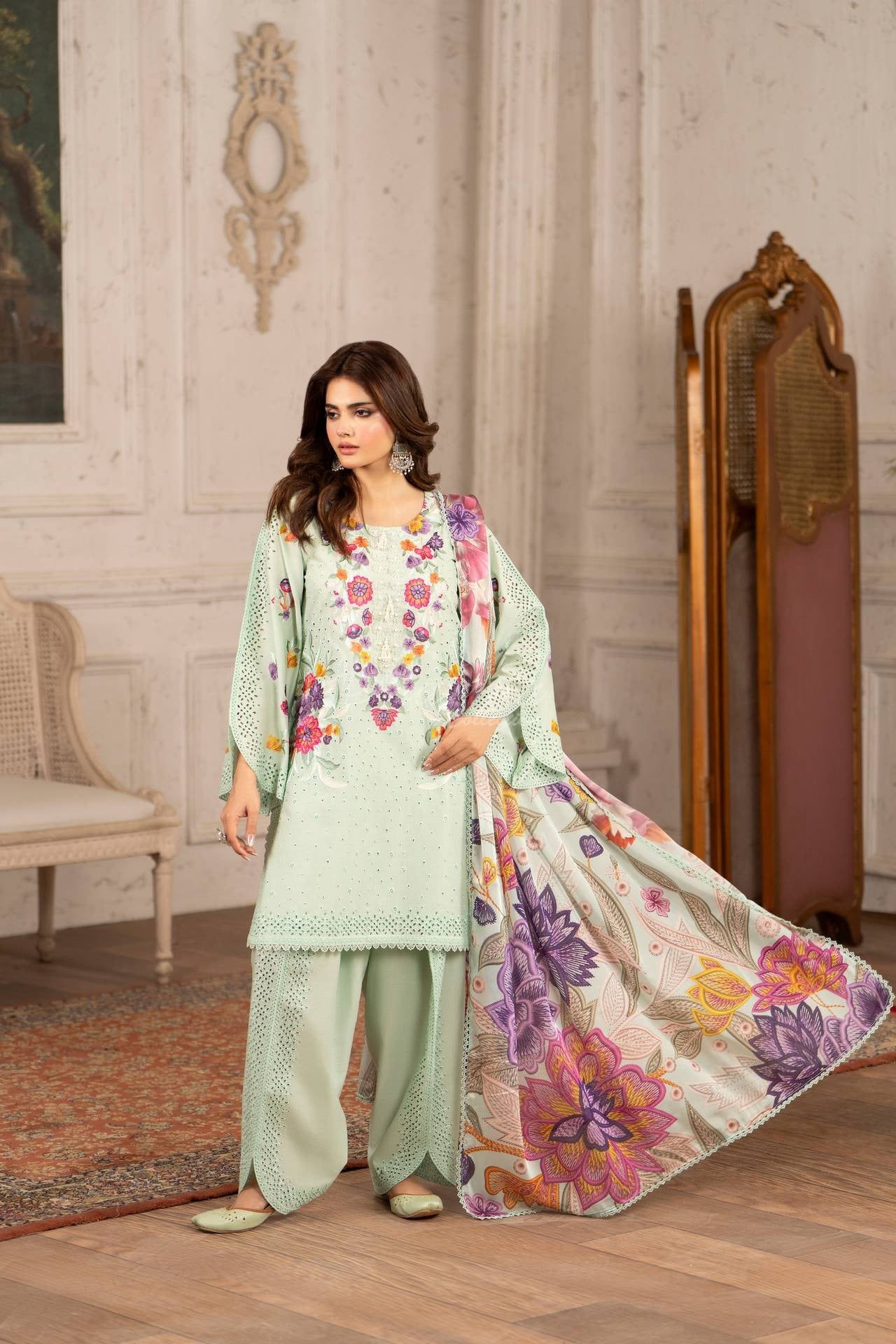 Karma Embroidered Cotton 3 Piece Suit KAR180