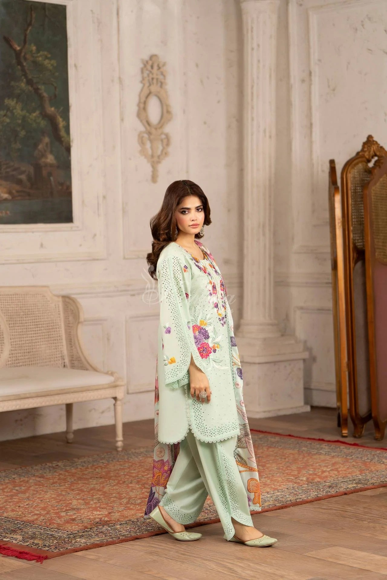 Karma Embroidered Cotton 3 Piece Suit KAR180
