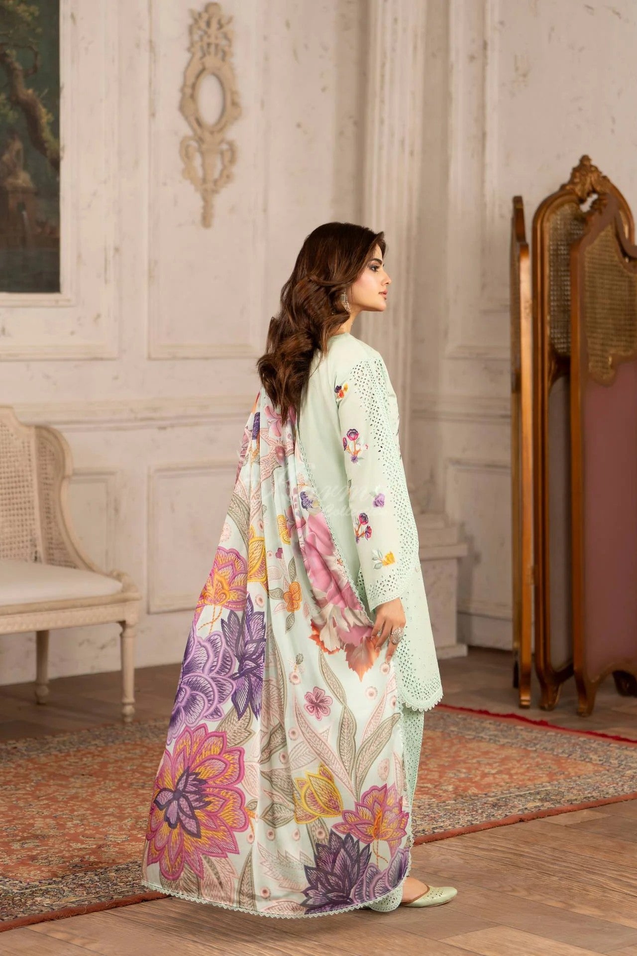 Karma Embroidered Cotton 3 Piece Suit KAR180