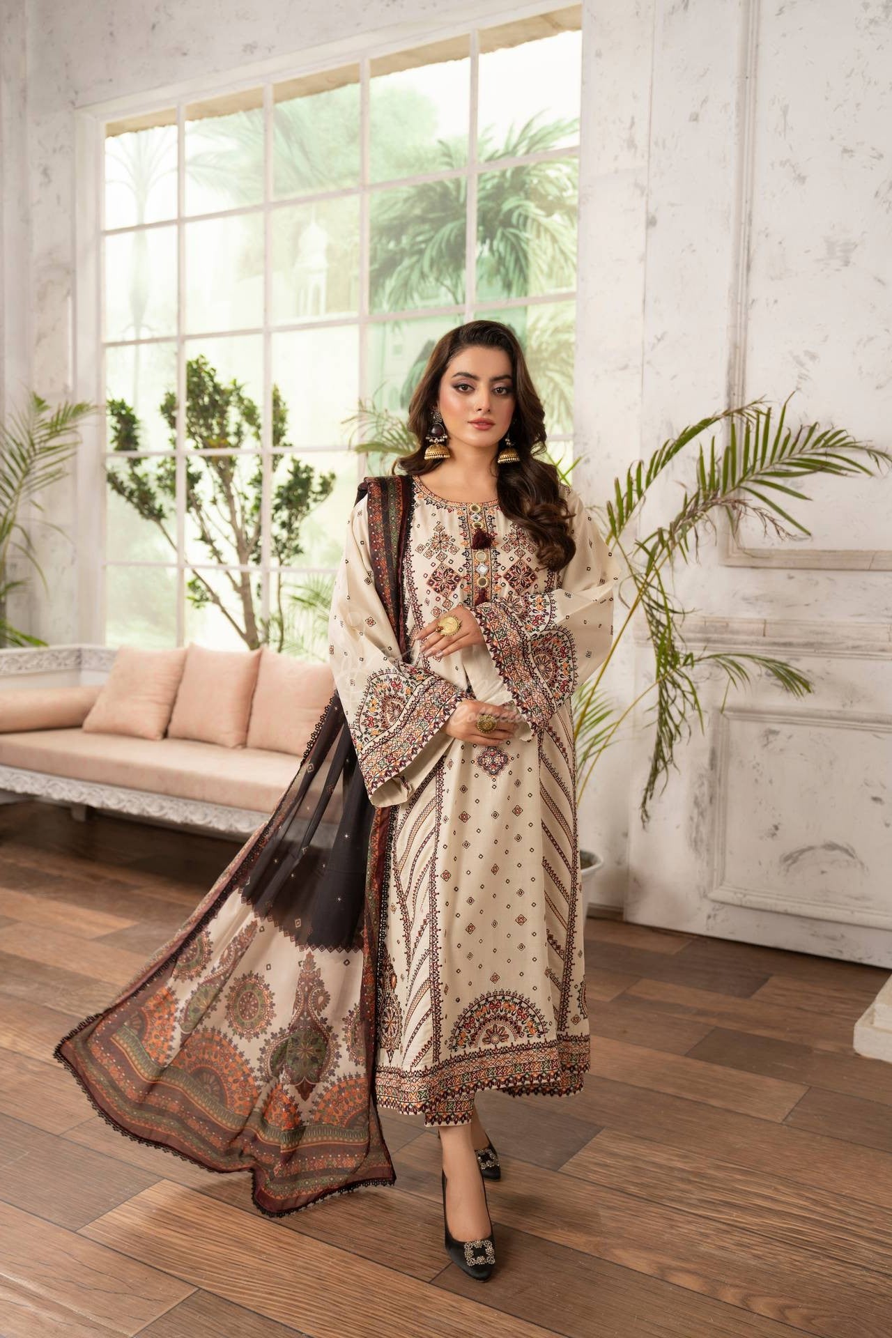 Karma Embroidered Cotton 3 Piece Suit KAR182