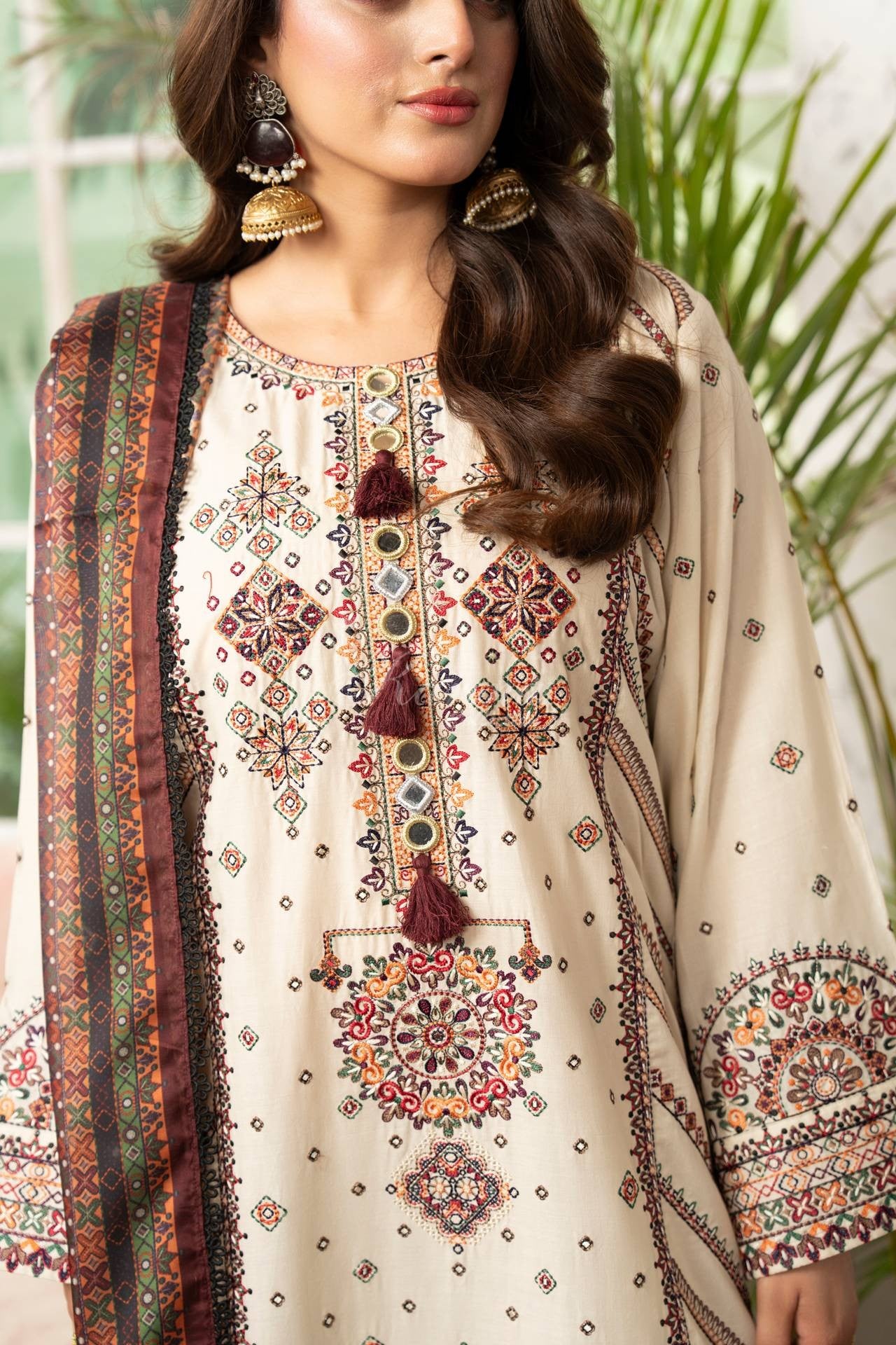 Karma Embroidered Cotton 3 Piece Suit KAR182