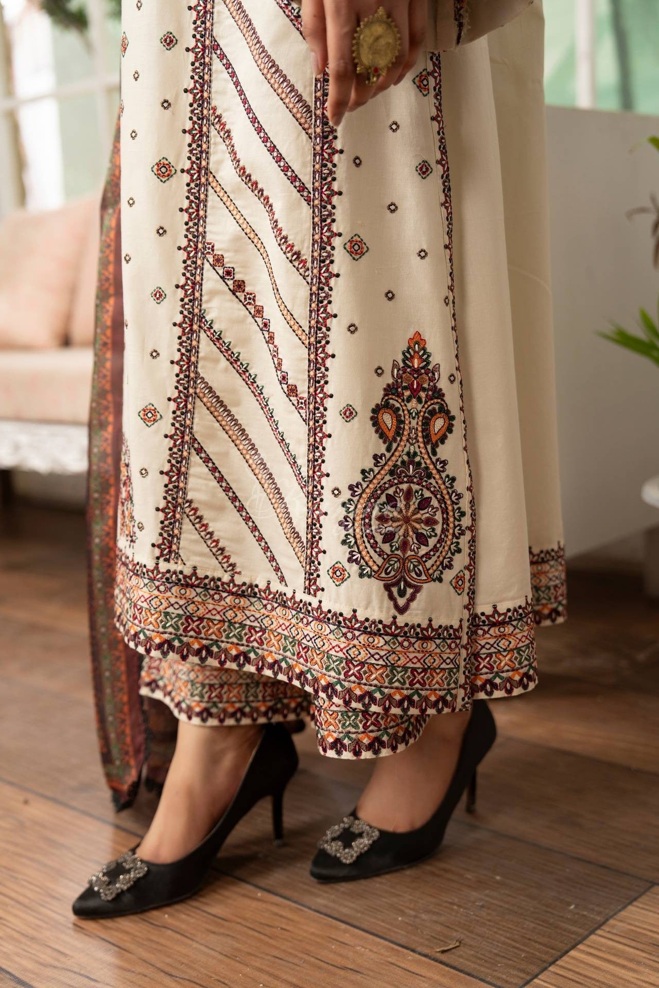 Karma Embroidered Cotton 3 Piece Suit KAR182