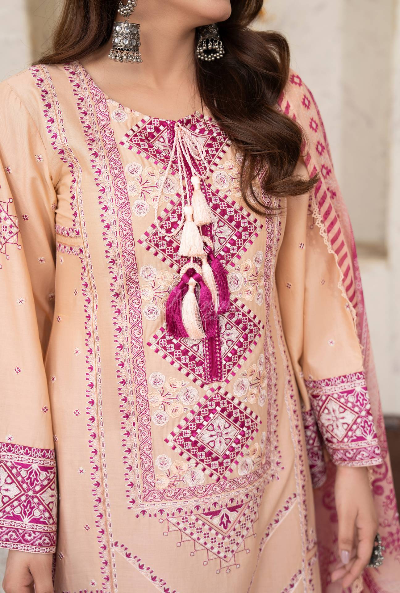 Karma Embroidered Cotton 3 Piece Suit KAR183
