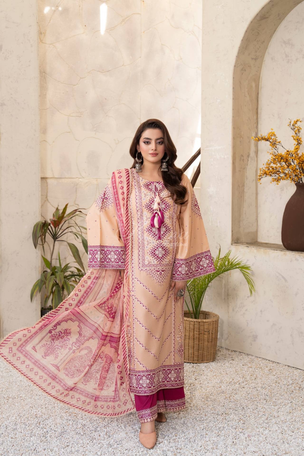 Karma Embroidered Cotton 3 Piece Suit KAR183
