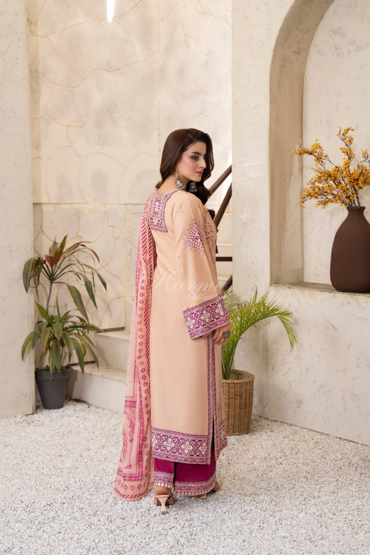 Karma Embroidered Cotton 3 Piece Suit KAR183