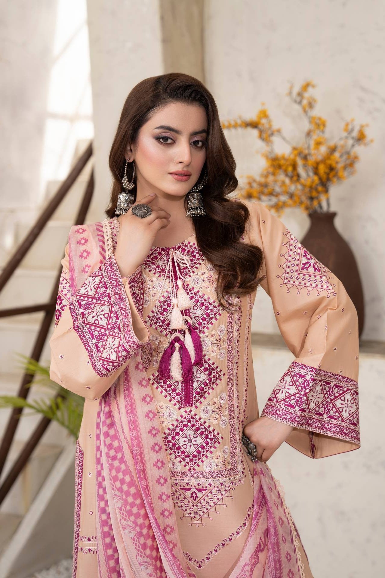 Karma Embroidered Cotton 3 Piece Suit KAR183