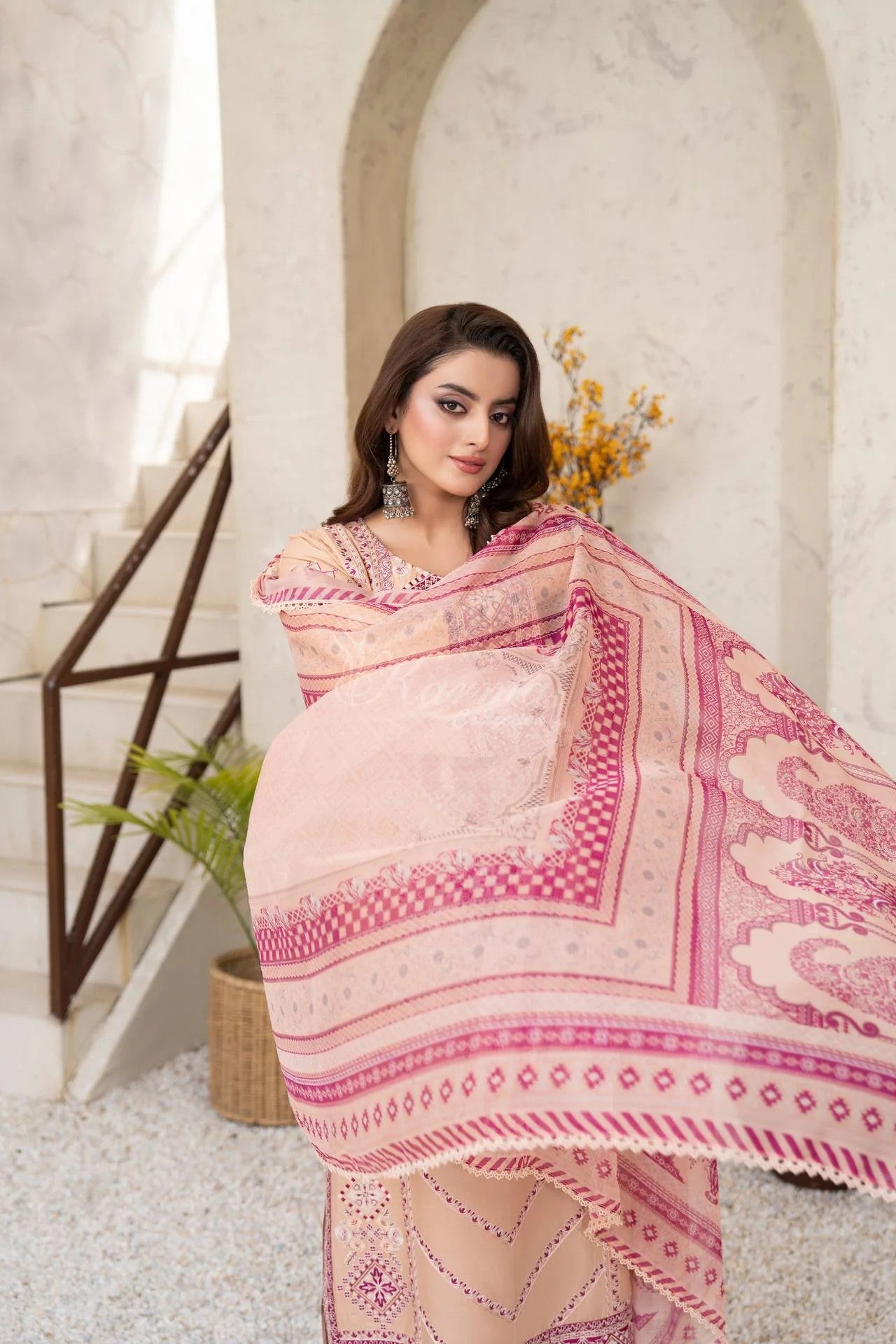 Karma Embroidered Cotton 3 Piece Suit KAR183