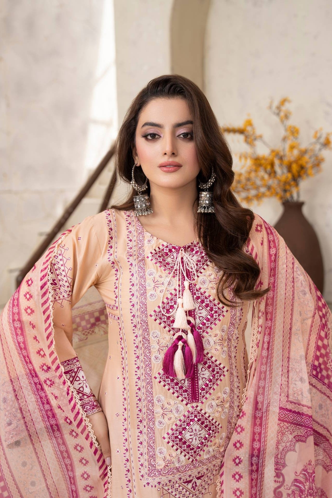 Karma Embroidered Cotton 3 Piece Suit KAR183