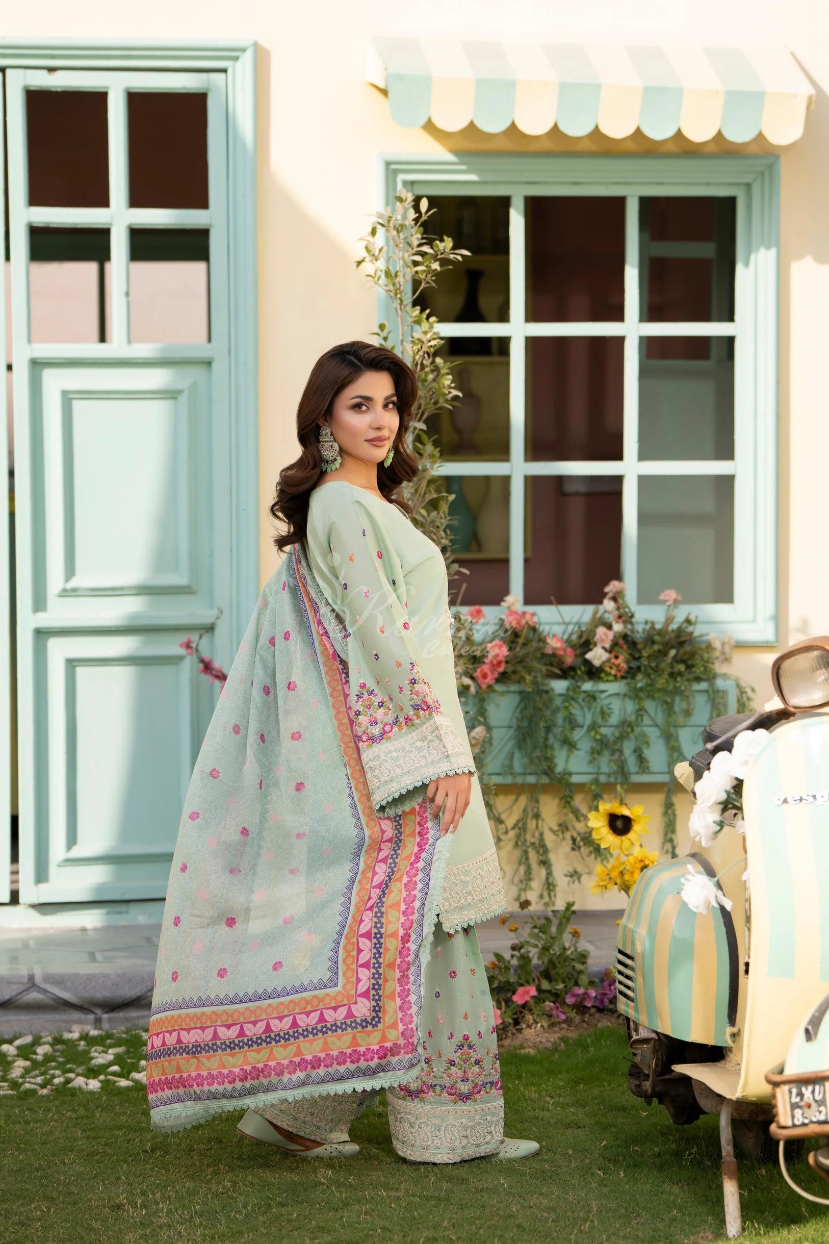 Karma Embroidered Cotton 3 Piece Farshi Shalwar Suit KAR173