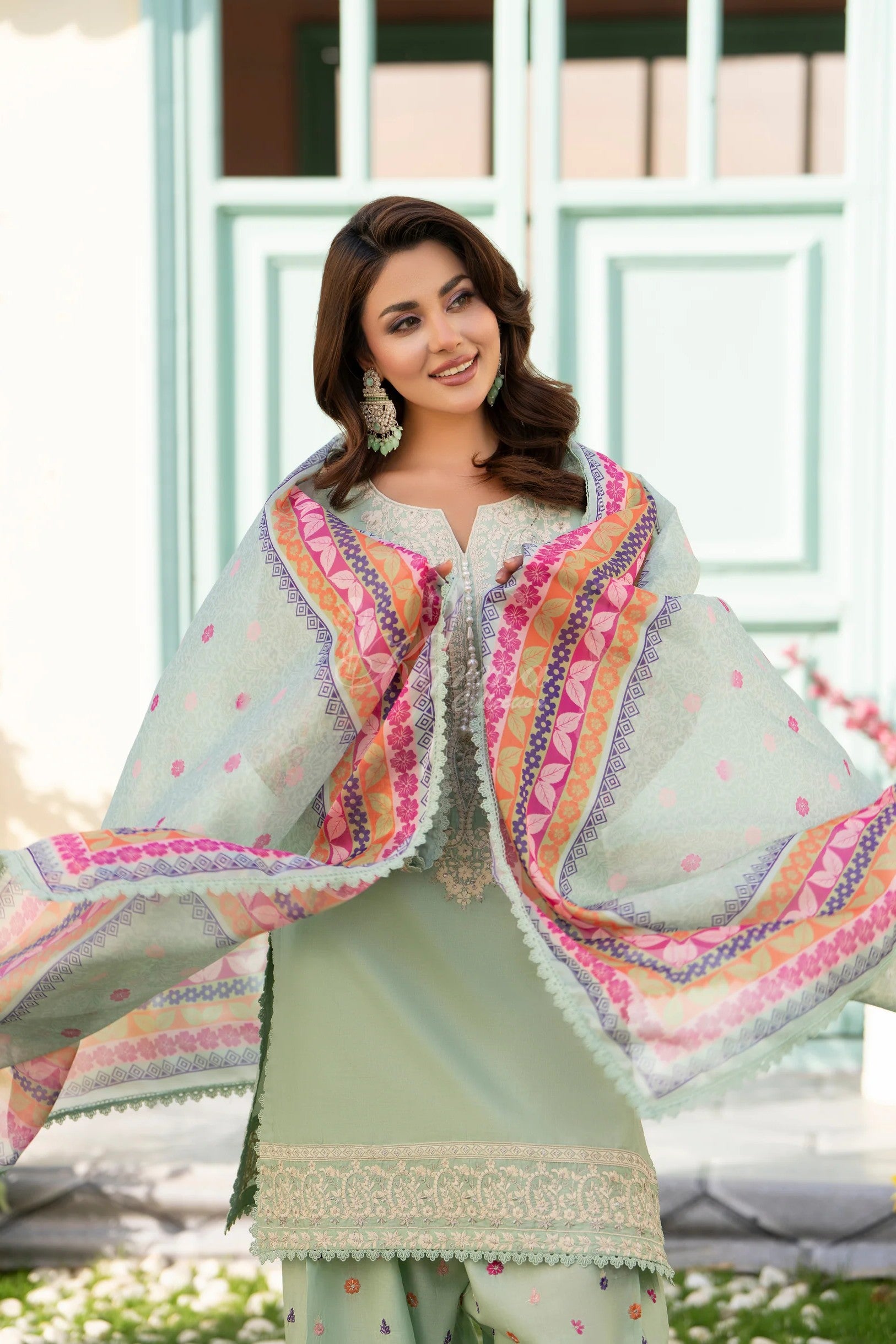 Karma Embroidered Cotton 3 Piece Farshi Shalwar Suit KAR173