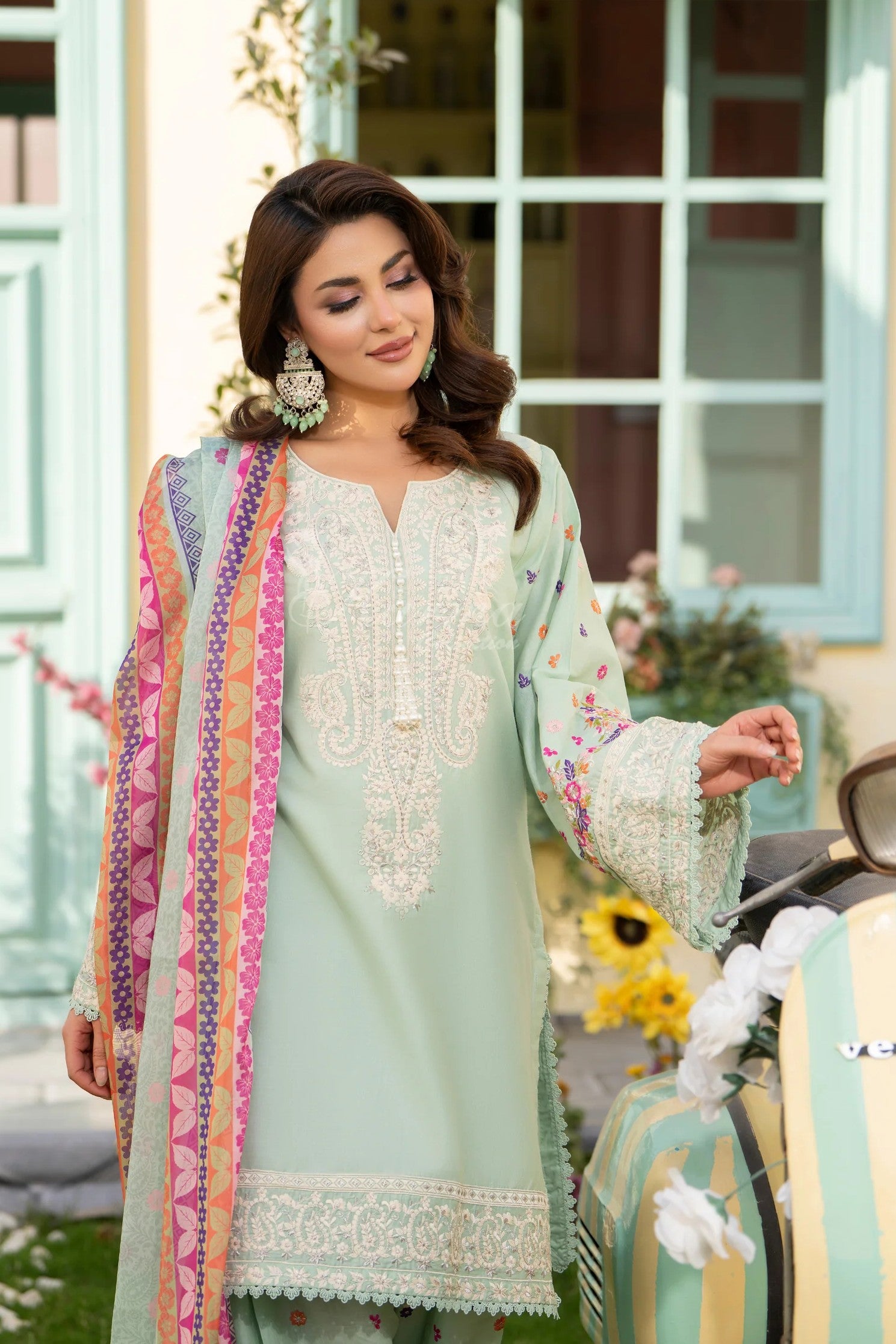 Karma Embroidered Cotton 3 Piece Farshi Shalwar Suit KAR173