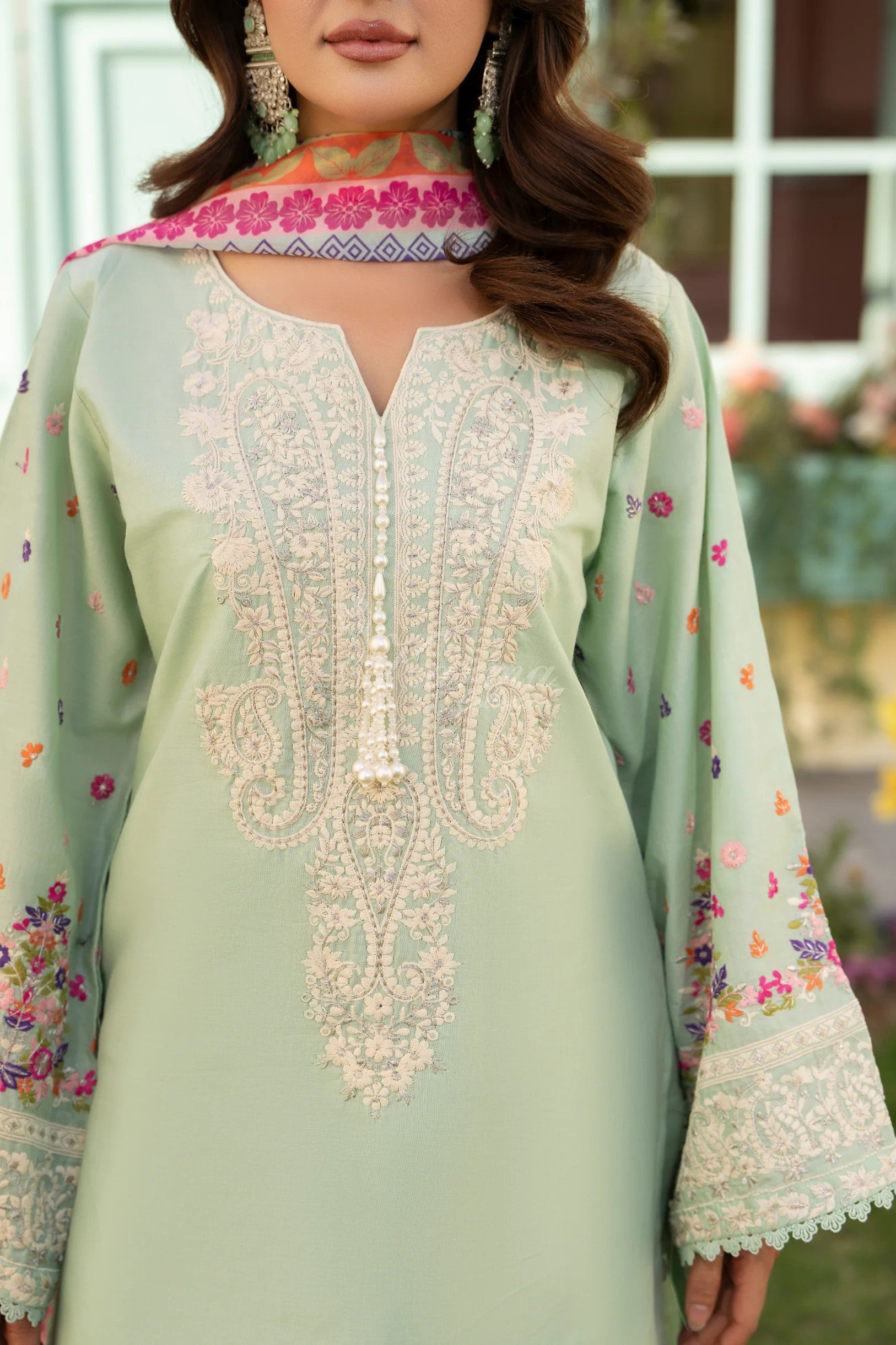 Karma Embroidered Cotton 3 Piece Farshi Shalwar Suit KAR173