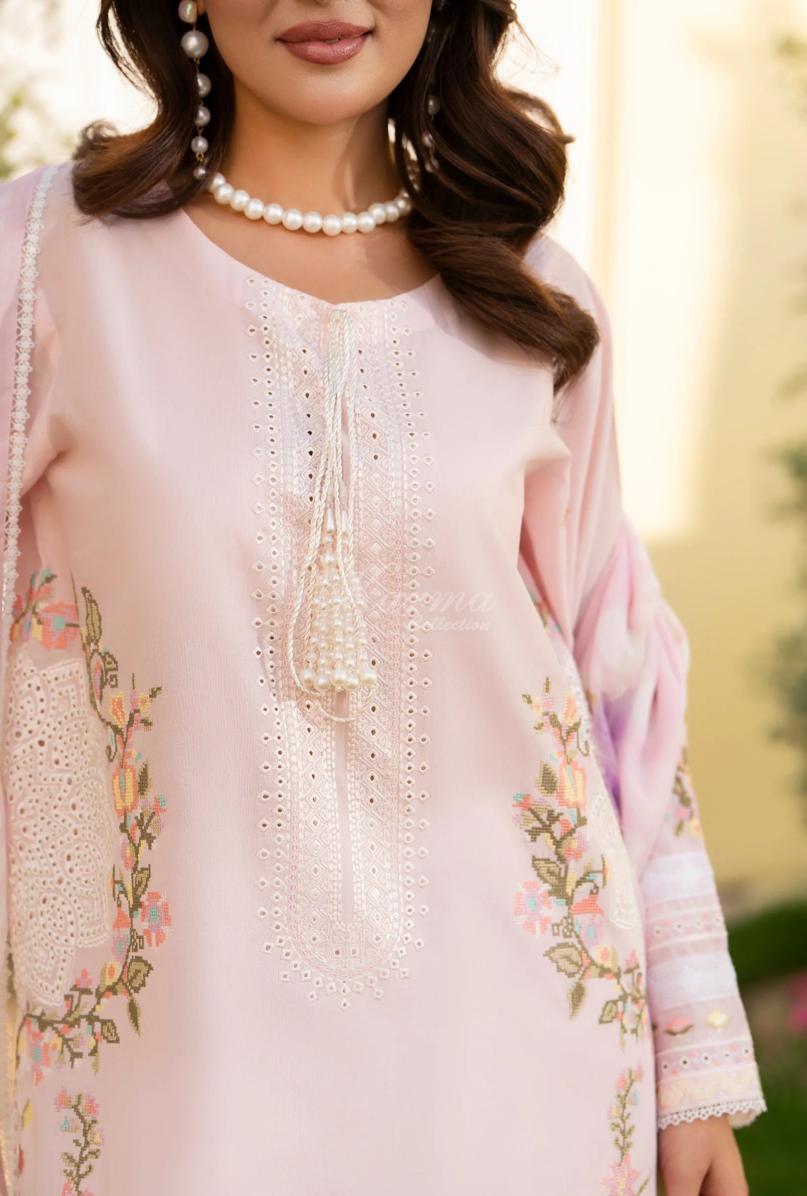 Karma Embroidered Cotton 3 Piece Farshi Shalwar Suit KAR168