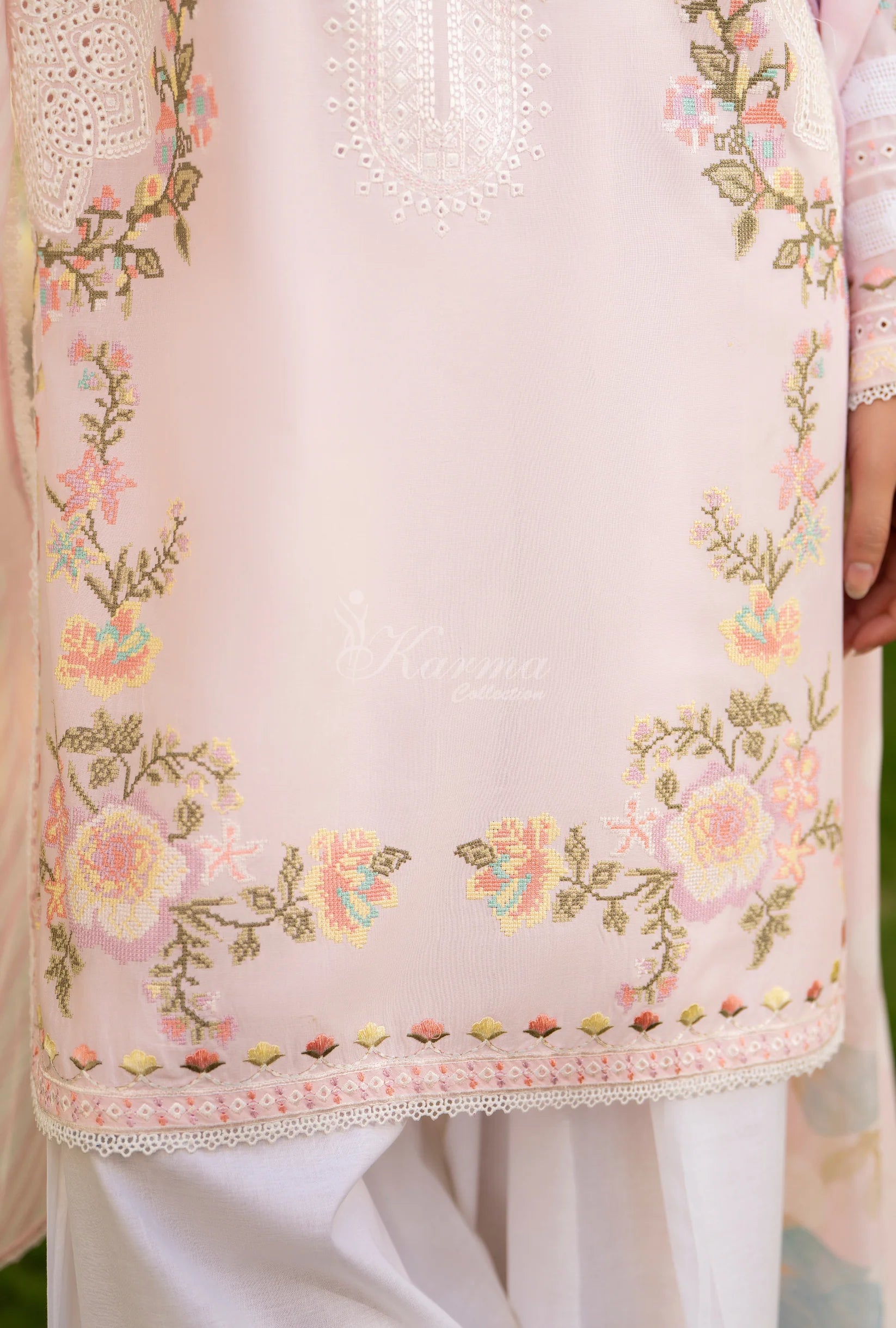 Karma Embroidered Cotton 3 Piece Farshi Shalwar Suit KAR168