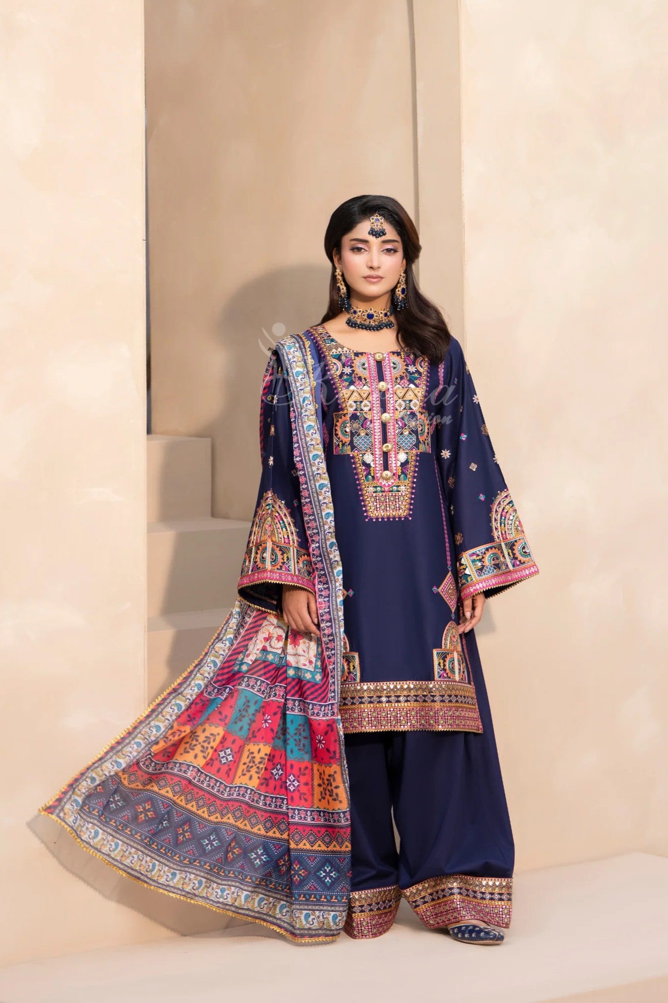 Karma Embroidered Cotton 3 Piece Farshi Shalwar Suit KAR165