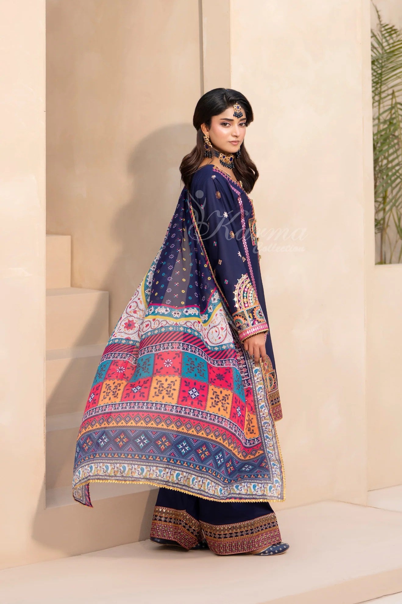 Karma Embroidered Cotton 3 Piece Farshi Shalwar Suit KAR165